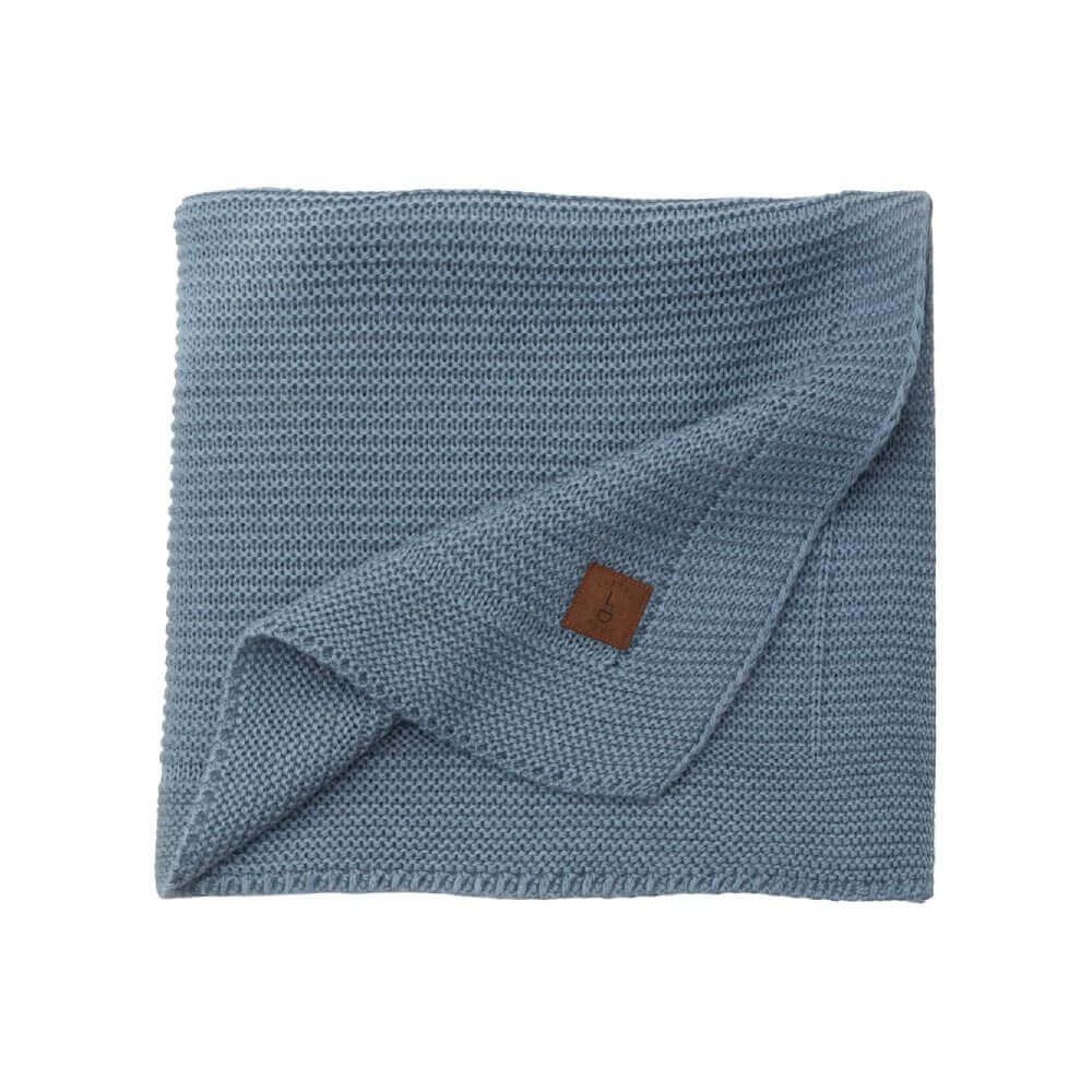 Babydecke Baby Strickdecke, Weich & Atmungsaktiv, 80x100cm, Rauchblau, Little Dedi