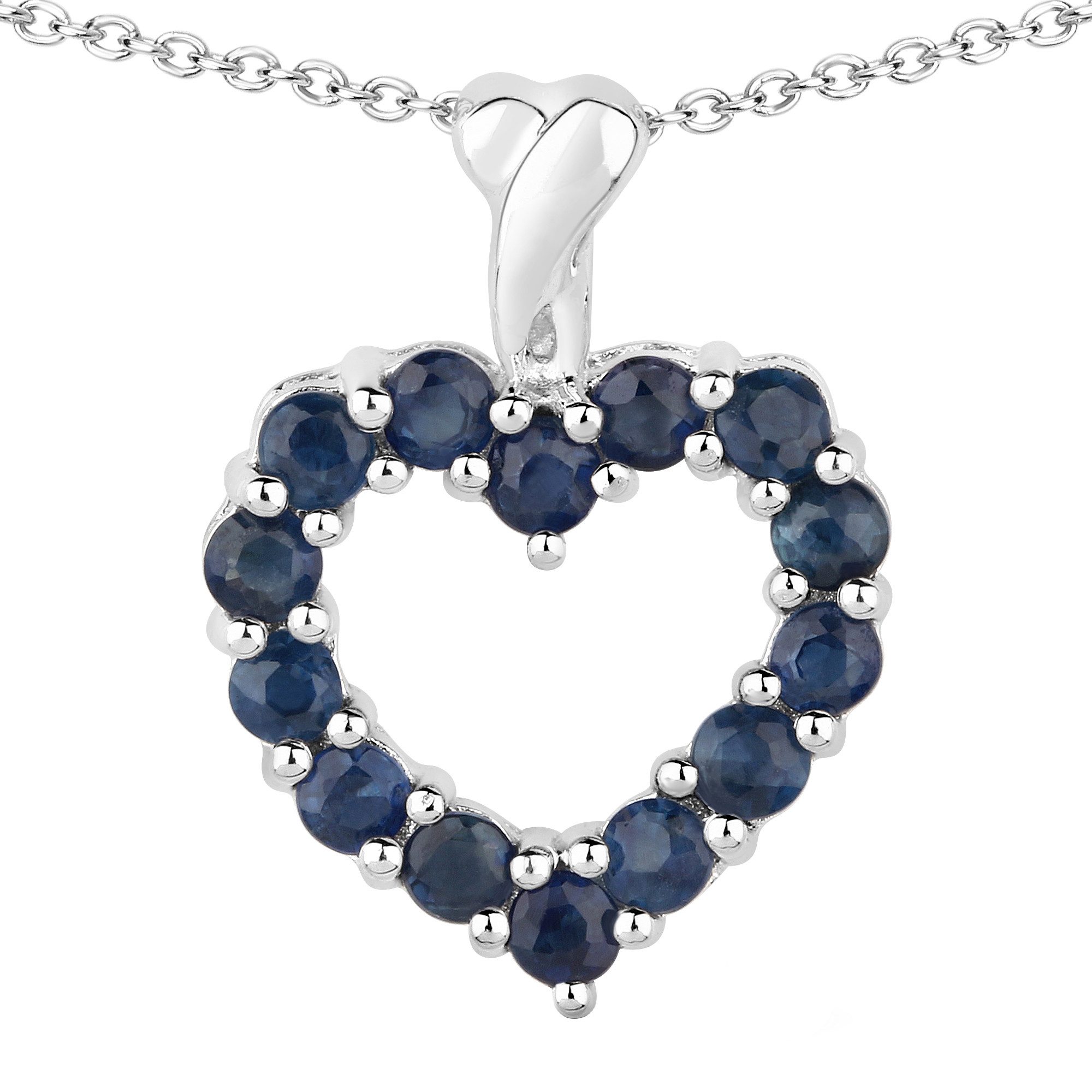 Vira Jewels Kette mit Anhänger 925 Sterling Silber rhodiniert Safir