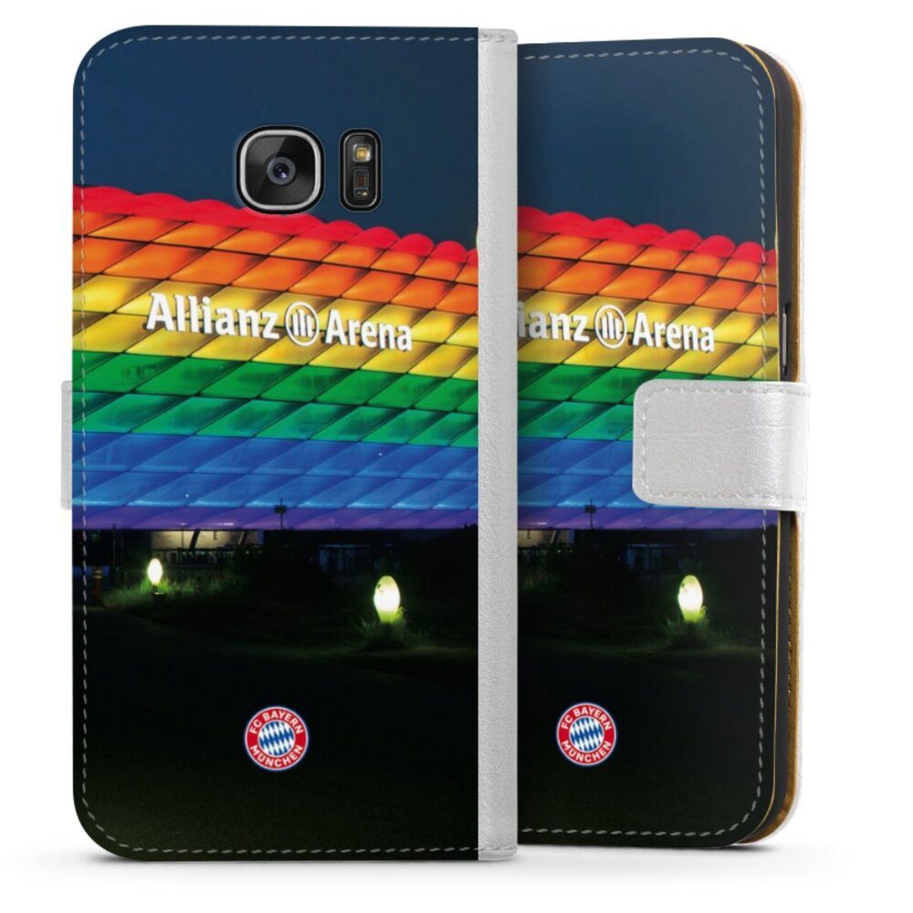 DeinDesign Handyhülle FC Bayern München Regenbogen Stadion Allianz Arena Rainbow, Samsung Galaxy S7 Hülle Handy Flip Case Wallet Cover Handytasche Leder