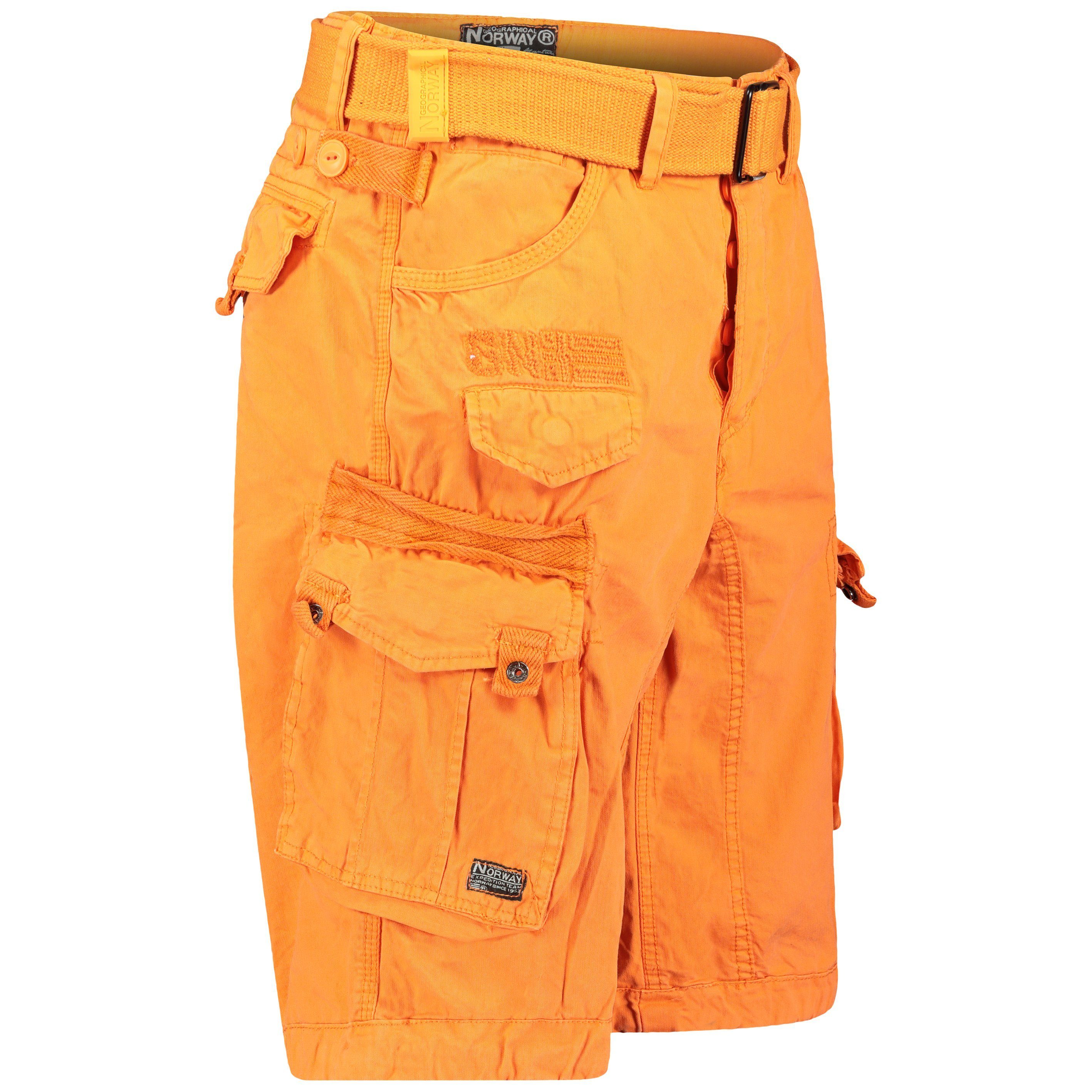 Orange Herren Norway Brpanoramique kurze (Packung, Geographical Mit 1-tlg) Gürtel Hose Cargoshorts