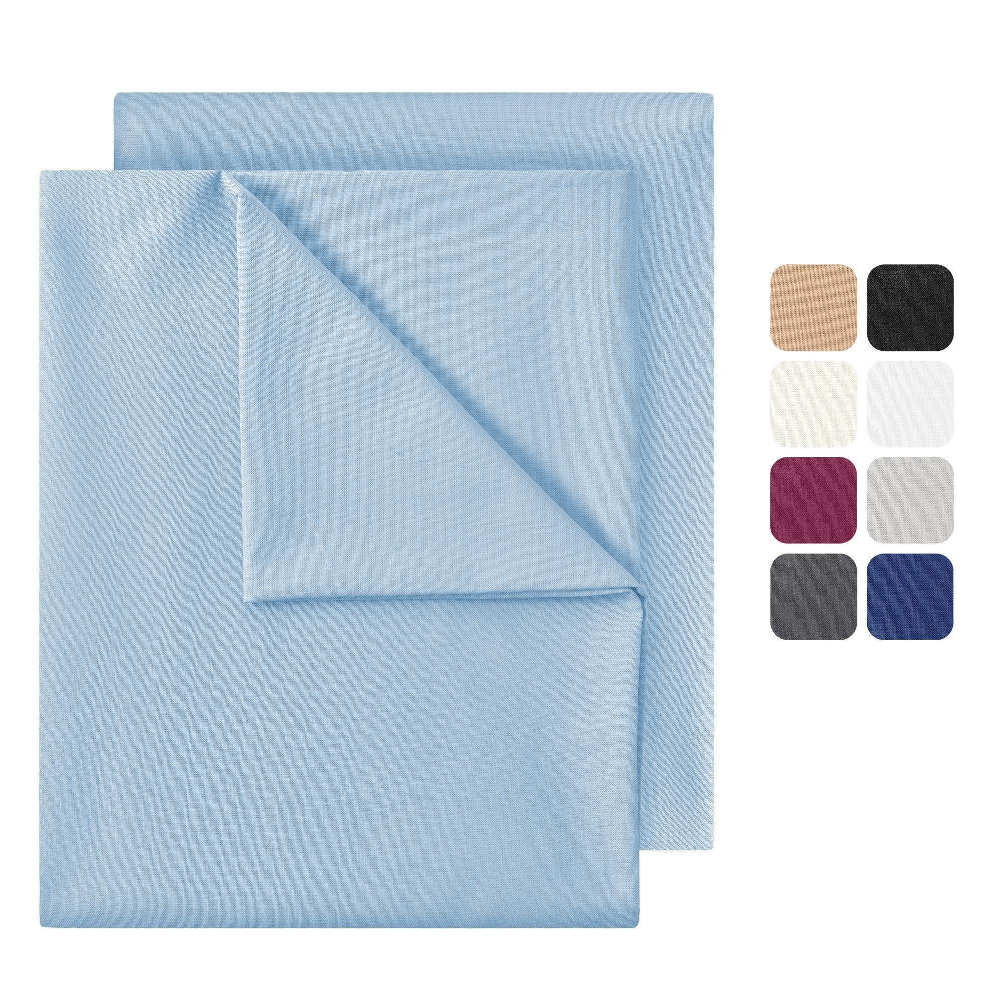 Bettlaken 2er Pack gewebtes Bettlaken, NatureMark, 100% Baumwolle, Gummizug: ohne, (2 Stück), Laken Haustuch, viele Größen und Farben, 150x250 cm, Hell blau