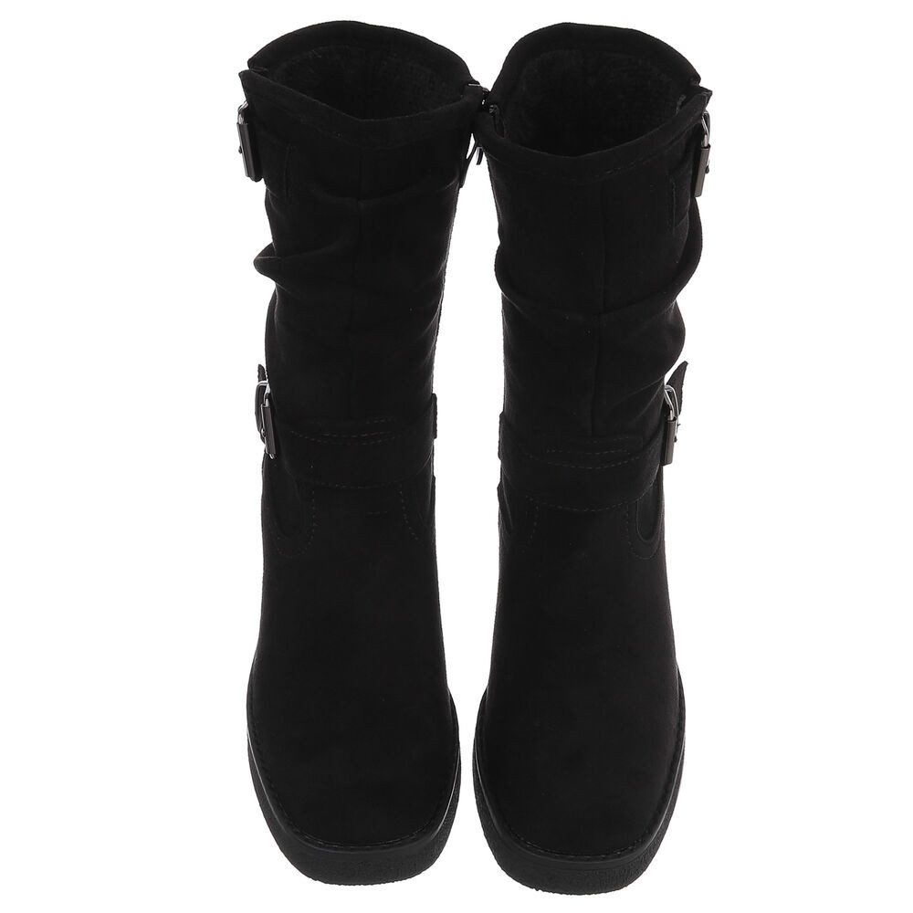 Ital-Design Damen Stiefel mit Schnallen und angenehmem Tragekomfort Stiefelette (90793436) Blockabsatz Stiefeletten in Schwarz – Bild 4 von 5