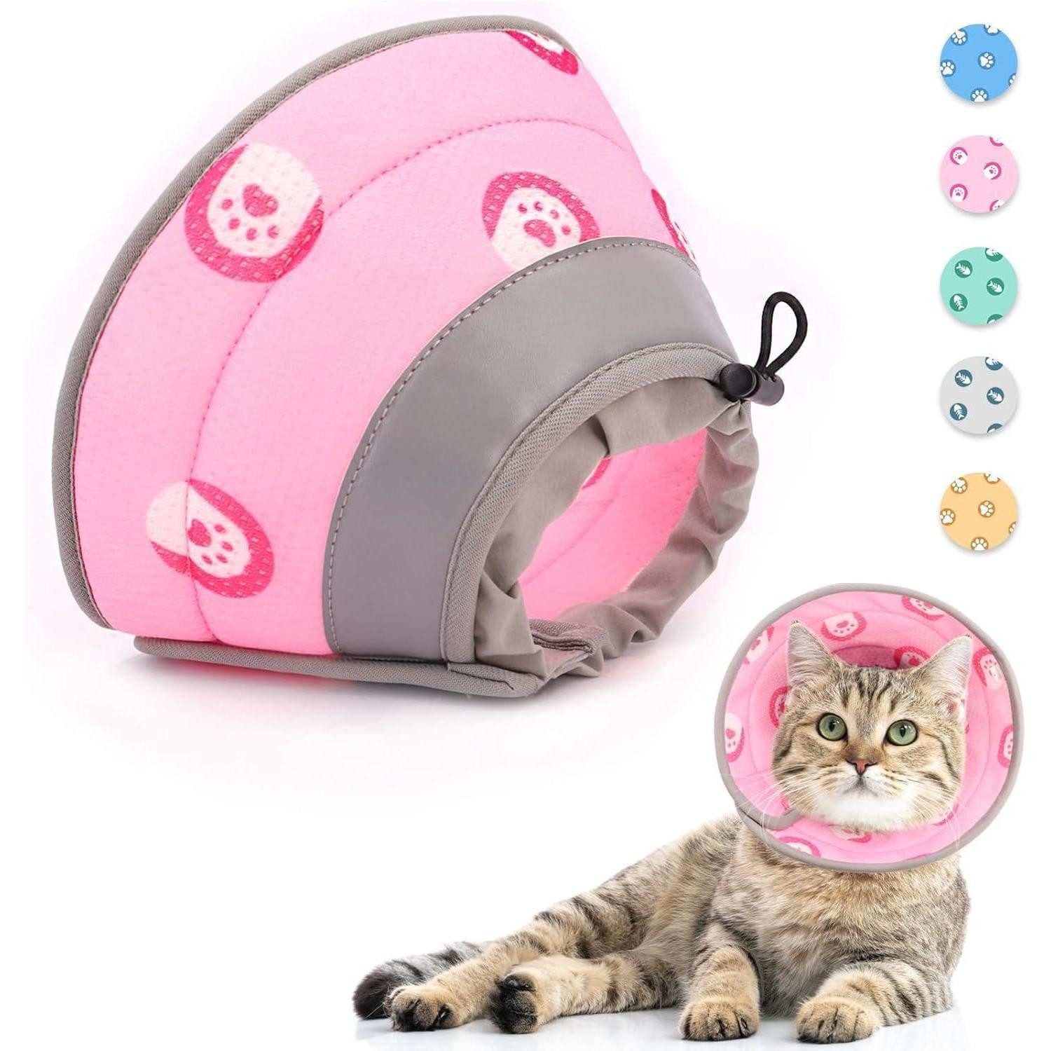 LuxusKollektion Schutzkragen Halskrause einstellbar weich Cone Katze kleine L (Hals: 20-28cm) Rosa, Textil