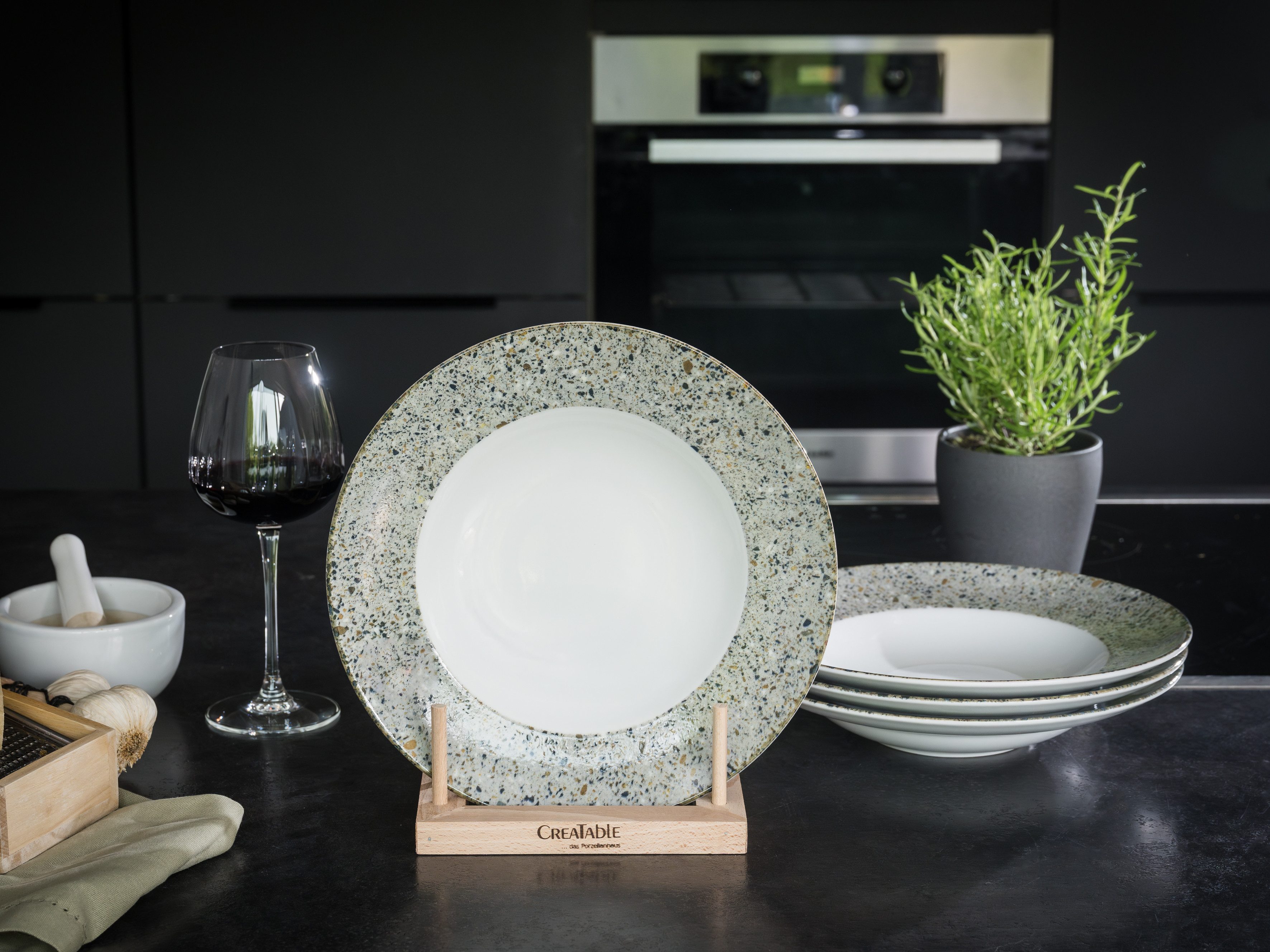 CreaTable Pastateller Stone Collection Genua, Teller Set, 4-tlg., (4 St), Italienische Eleganz, Vielseitig einsetzbar