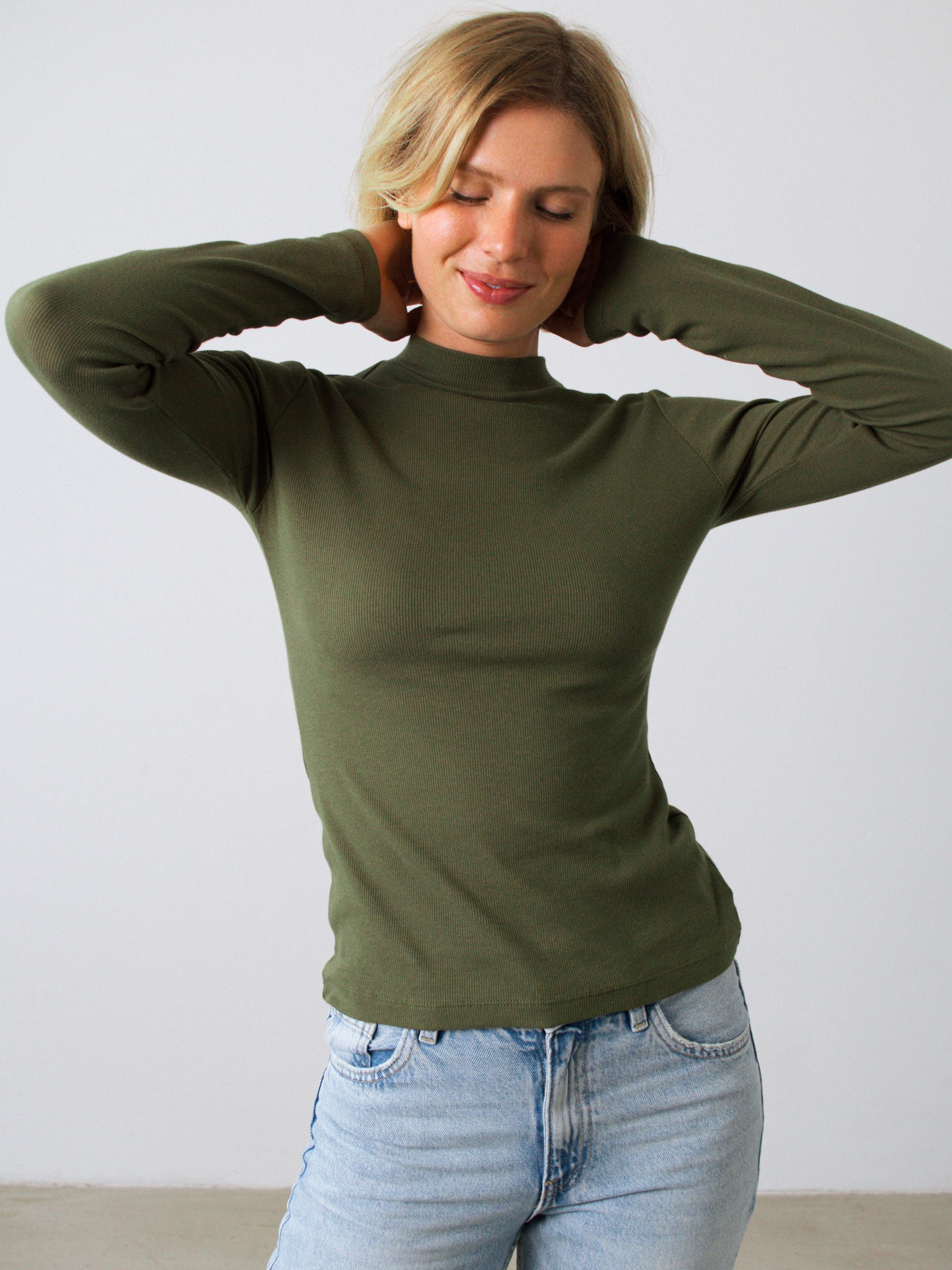 HONEST BASICS Stehkragenshirt aus OCS-zertifizierter Bio-Baumwolle günstig online kaufen