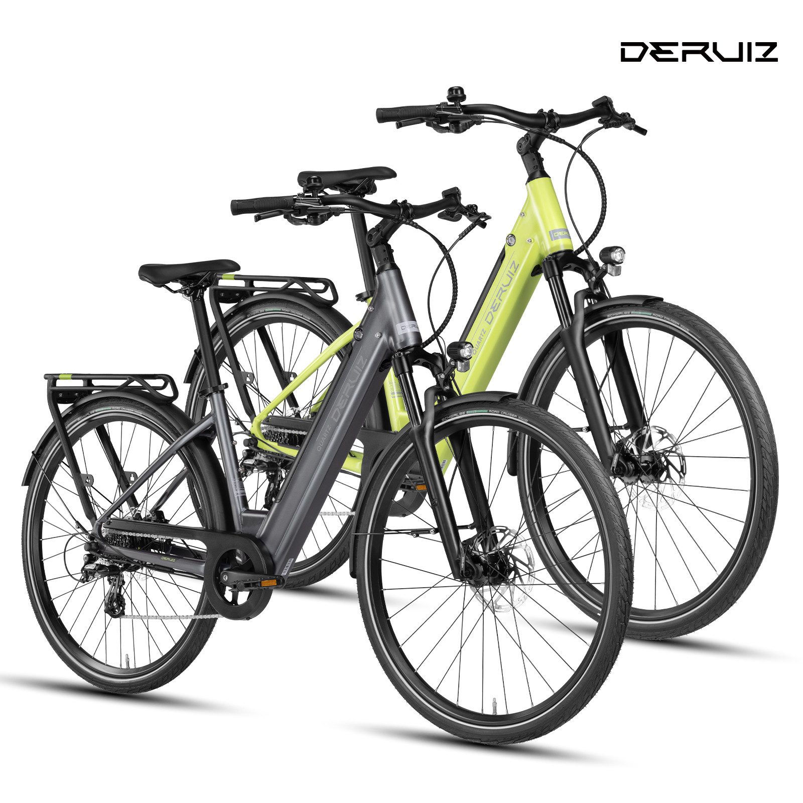 DERUIZ E-Bike Cityrad 28 Zoll 250 W/55 Nm, hydraulische 180-mm-Scheibenbremsen, bis 161km, 8 Gang SHIMANO Shimano Altus RD-M310, 8-Gang Schaltwerk, Heckmotor, 644 Wh, (Pedelec für Damen und Herren), Farb-LCD-Display,Tiefeinsteiger, Federgabel mit 60-mm-Federweg