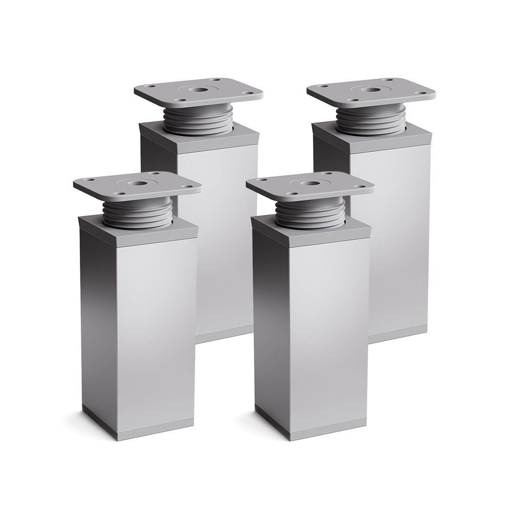 sossai® Möbelfuß Design-Möbelfüße, 4er & 8er Set, höhenverstellbar MFV1, Farbe: Alumin, (4-St), Farbe: Aluminium