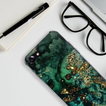 DeinDesign Handyhülle Marmor Glitzer Look Muster Cyan Glitter Marble Look, Apple iPhone SE (2020) Silikon Hülle Bumper Case Handy Schutzhülle