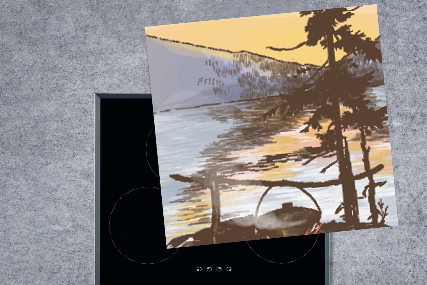 Berge, - Meer (1 78x78 MuchoWow - Vinyl, cm, Ceranfeldabdeckung, Arbeitsplatte Kochen für Herdblende-/Abdeckplatte küche tlg),