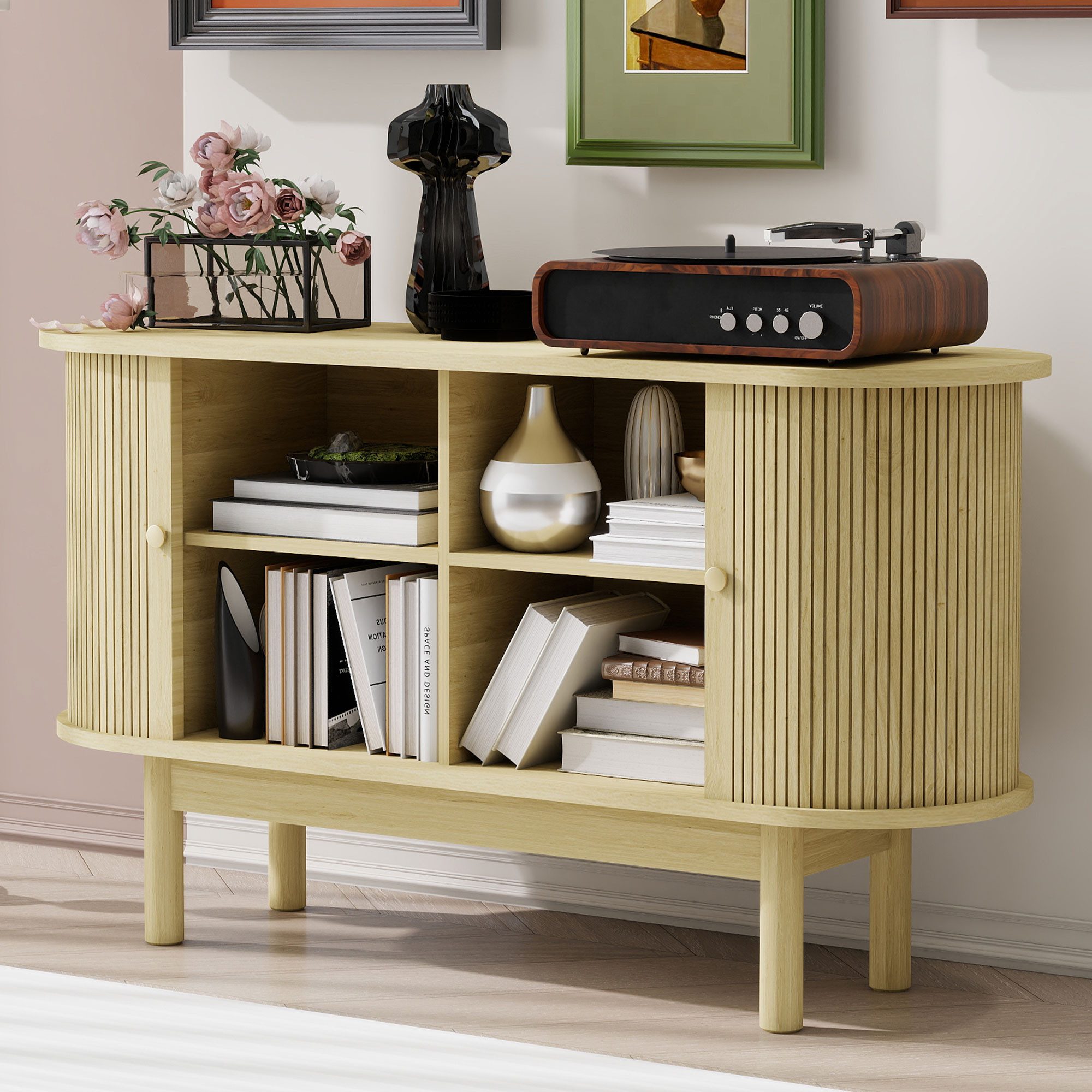Flieks Sideboard mit Rattan-Schiebetüren (1 St., B138/T43/H75 cm), Aufbewah günstig online kaufen