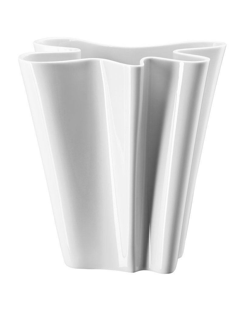 Rosenthal Tischvase Vase "Flux" aus weißem Porzellan, 26 cm, hochwertige Verarbeitung