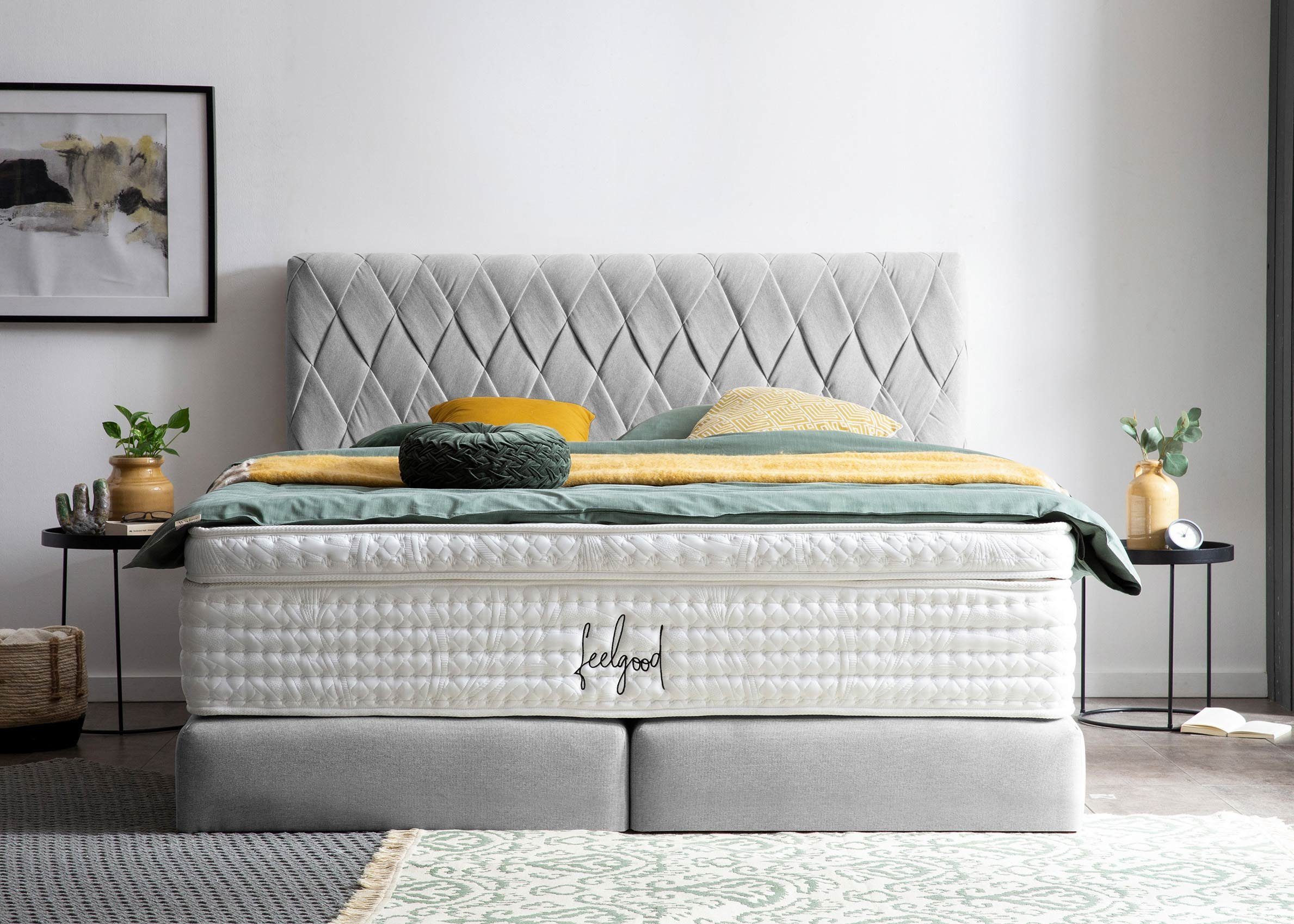 BettCo Boxspringbett Lyon (in Hellgrau Webstoff, günstig online kaufen