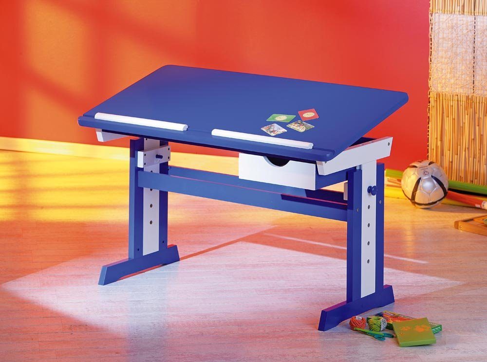ebuy24 Schreibtisch Pacur Schreibtisch 1 blau, Schublade, weiss