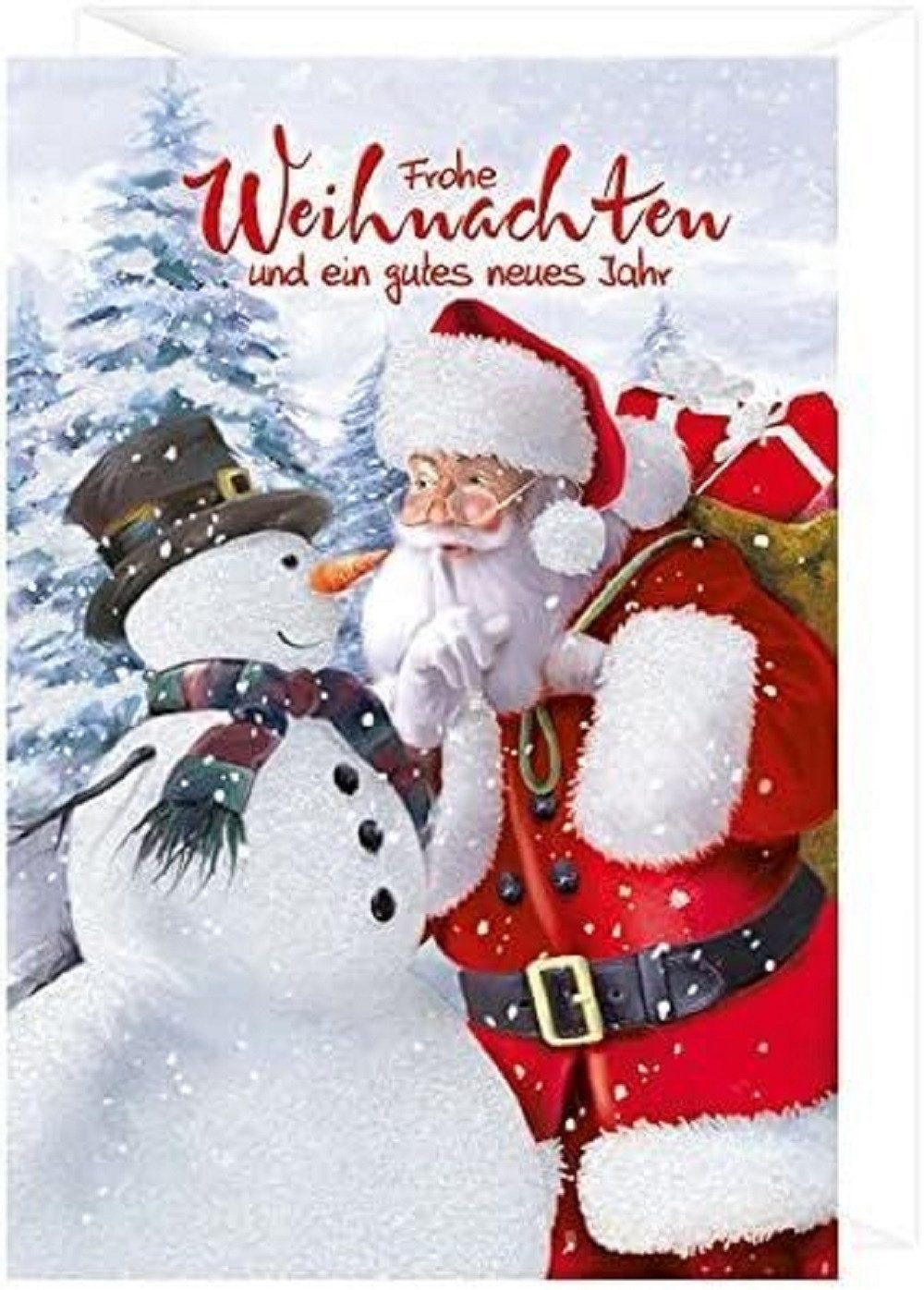 HOME FASHION Glückwunschkarte Weihnachtskarte Sta Klaus und Schneeman Glückwunschkarte - Grußkarten, Ideal als Geschenk
