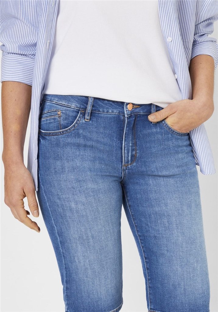 Paddock's Stretch-Jeans PADDOCKS LUCY BERMUDA mid blue with handwork 60529 3857.5977 - LIGHT