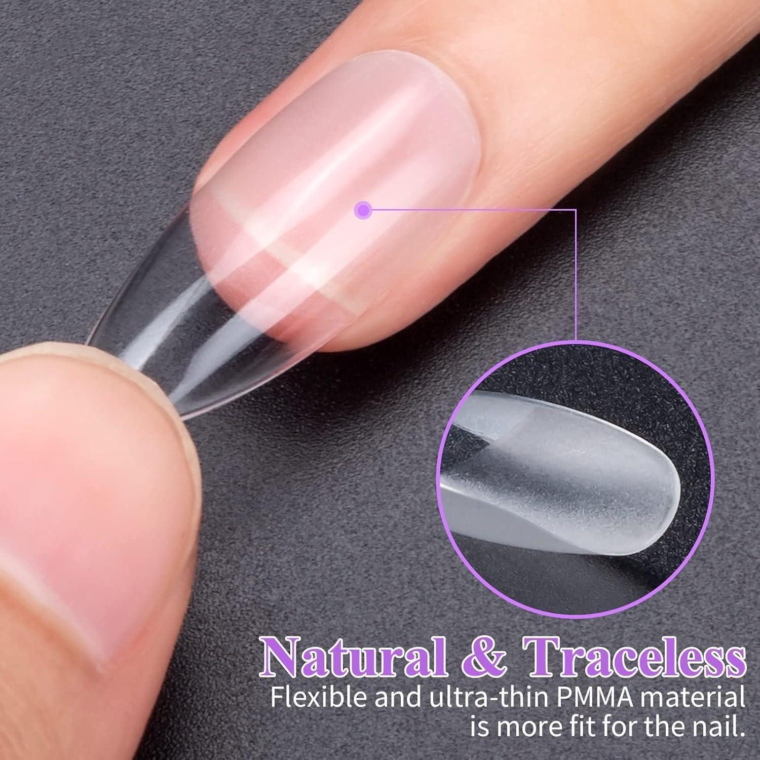 LuxusKollektion Kunstfingernägel Nageltips 500 Stück Soft Gel Full Cover Prebuff Set Kleber Mandel – Bild 2 von 5