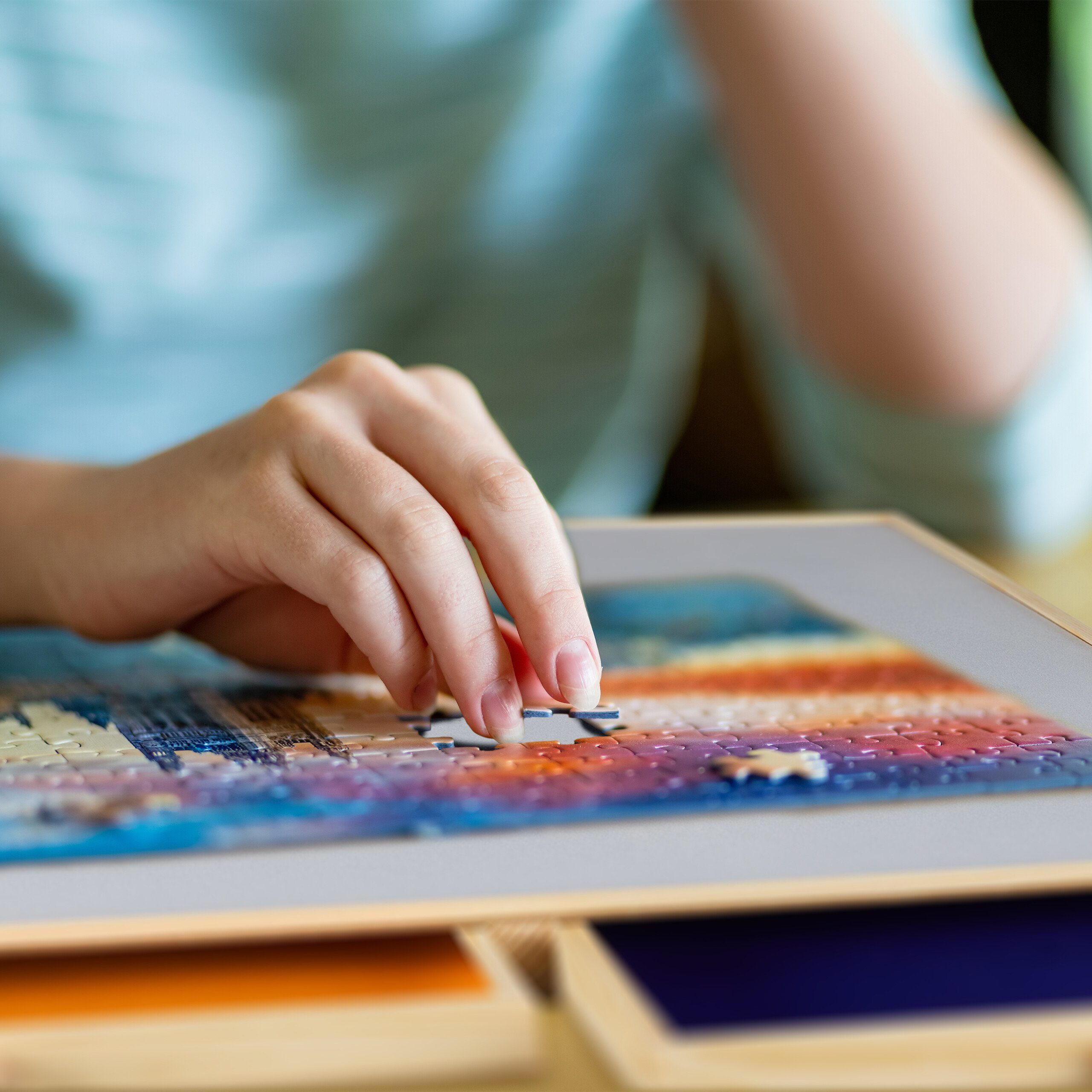 relaxdays Puzzleunterlage Puzzlebrett mit 4 Schubladen