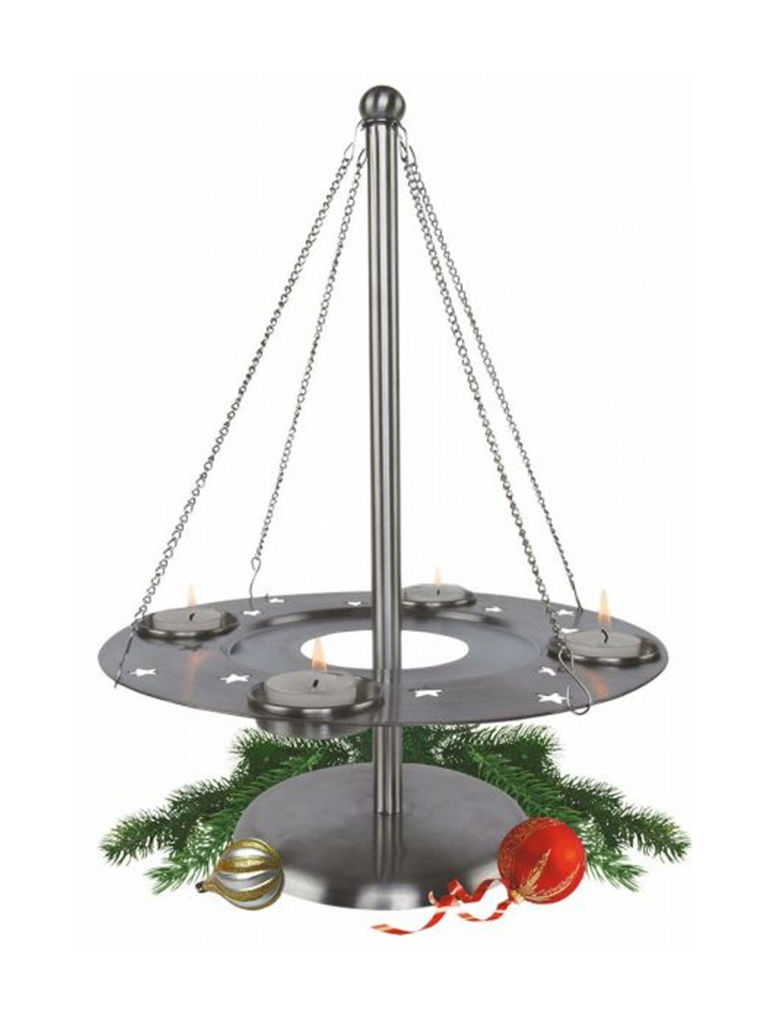 Adventskranz, Kranz Teelichthalter dynamic24 Kerzenhalter Deko Edelstahl Weihnachten