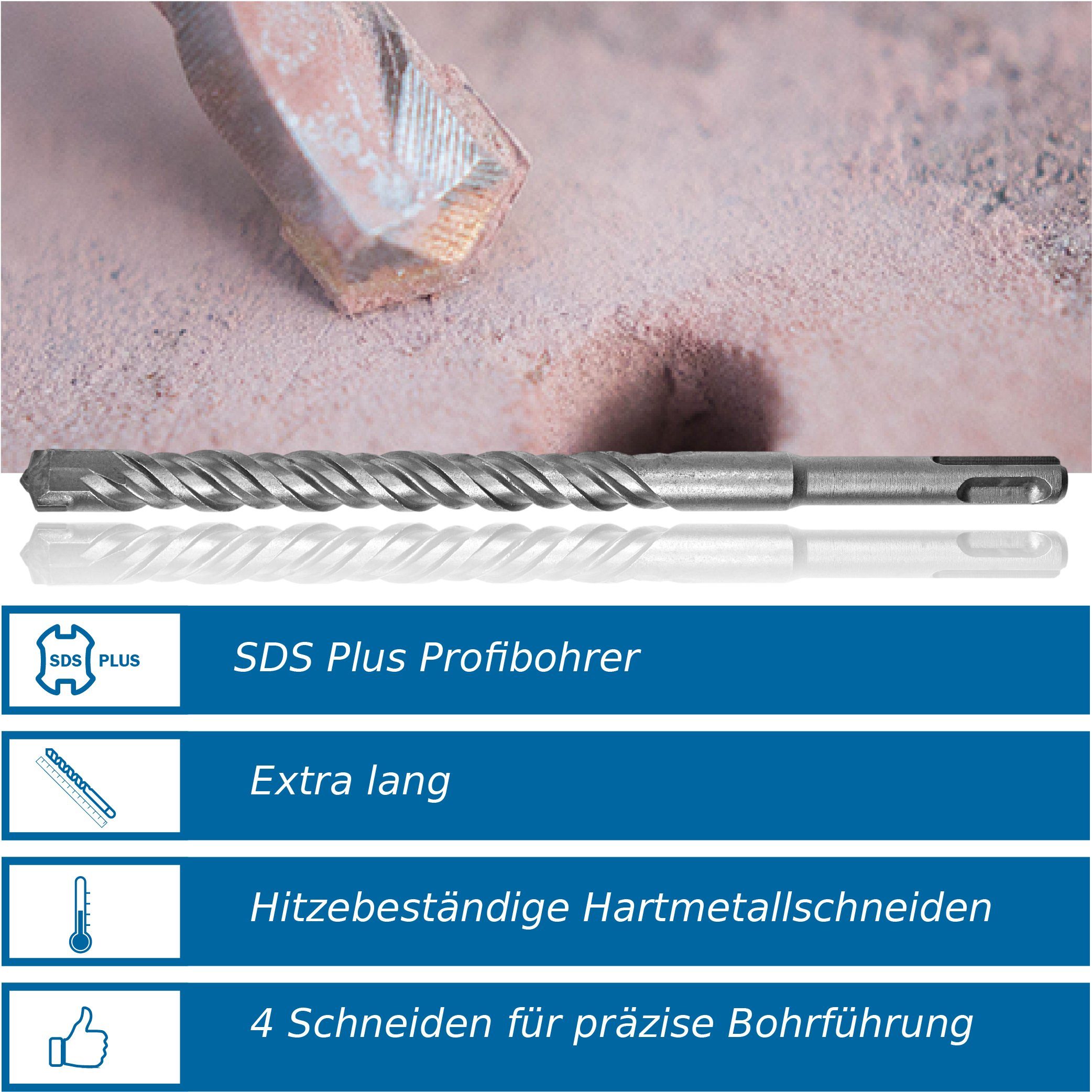 plus Perfect Betonbohrer, 10 sds Hartmetall SteinbohrerØ x - 40 cm Steinbohrer Jb