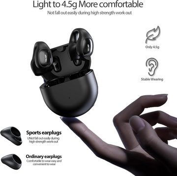 TELNP Kabellos Bluetooth 5.3 Noise Cancelling, Clip On Sport Open-Ear-Kopfhörer (IPX7-Schutz und flexibles Rückprallkabel für mehr Bewegungsfreiheit., IPX7 Wasserdicht Ohne ins Ohr zu Gelangen Schmerzlos für LaufenWandern)