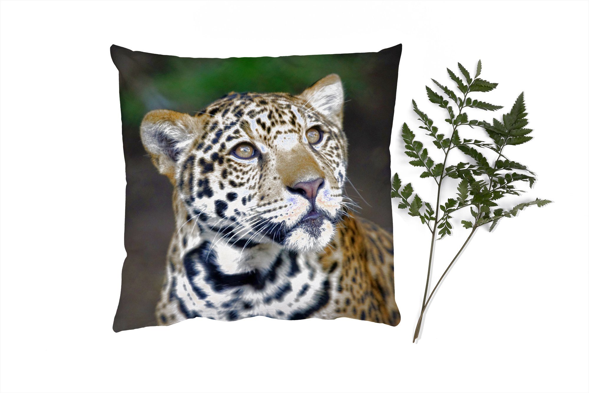 MuchoWow Dekokissen Kopf Leopard Zierkissen - Füllung Wald, für Schlafzimmer, mit - Wohzimmer, Sofakissen Deko