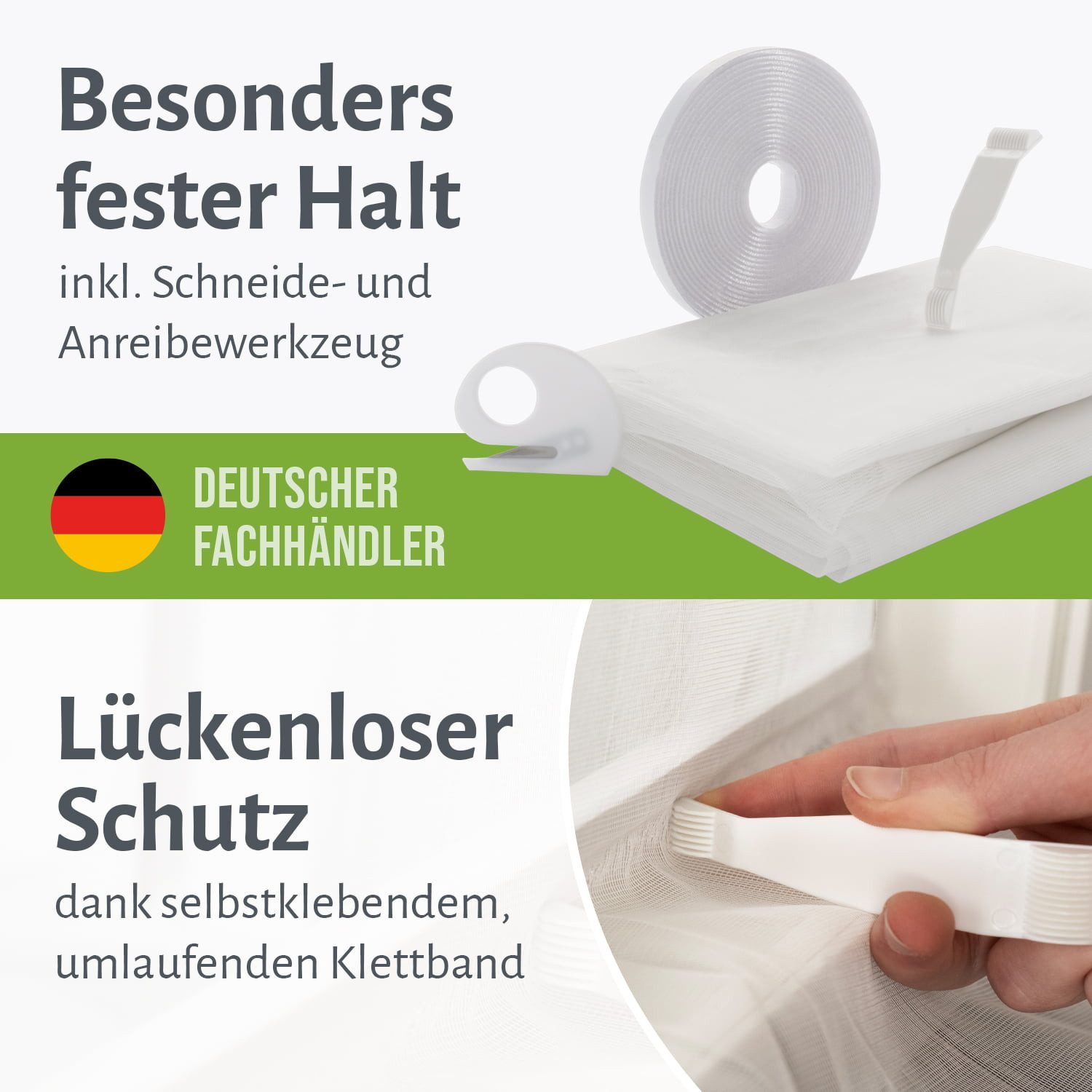 empasa Insektenschutz-Fensterrahmen mit Klettband, (1-St), Polyester Fliegengitter Fenster mit Klettband, weiß