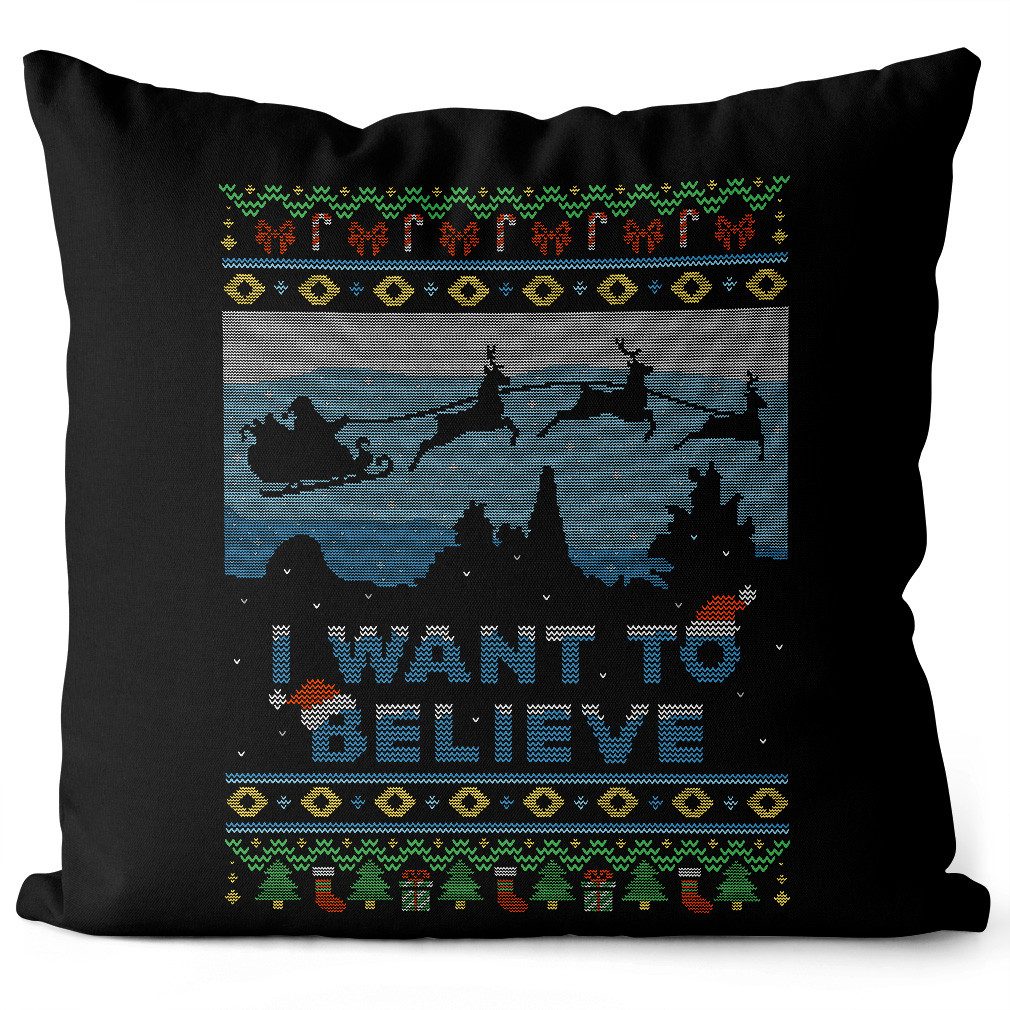 style3 Dekokissen, weihnachtsmann winter schnee rentier schlitten