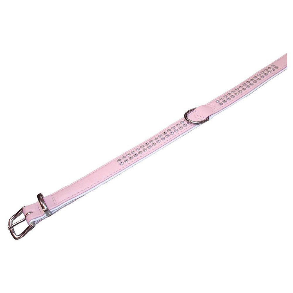 Nobby Hunde-Halsband Halsband Crystal zweireihig rosa/weiß
