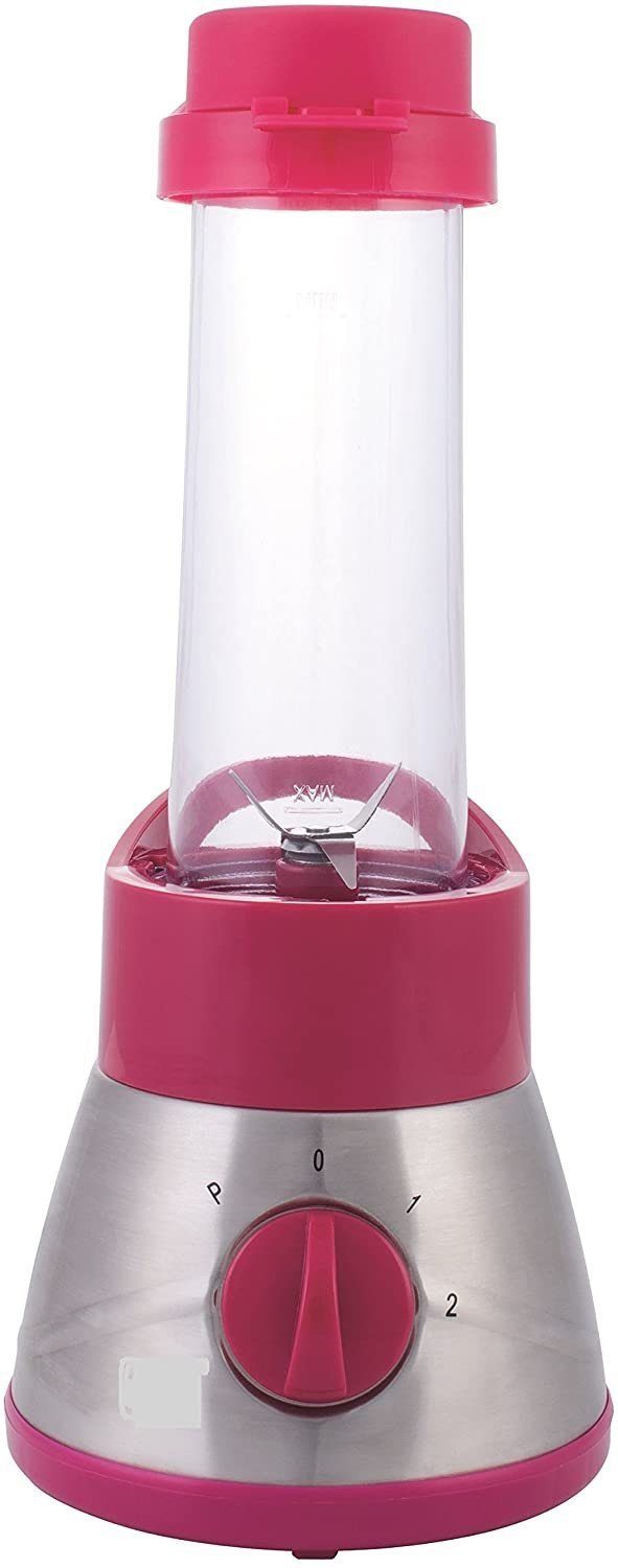 JUNG Standmixer Mix&Go pink, Edelstahl Smoothie Maker, Standmixer, Smoothiemaker, 400,00 W, Smoothiemixer, Mixer, inkl. 2 Trinkflaschen, Fitness Shaker, Smoothie