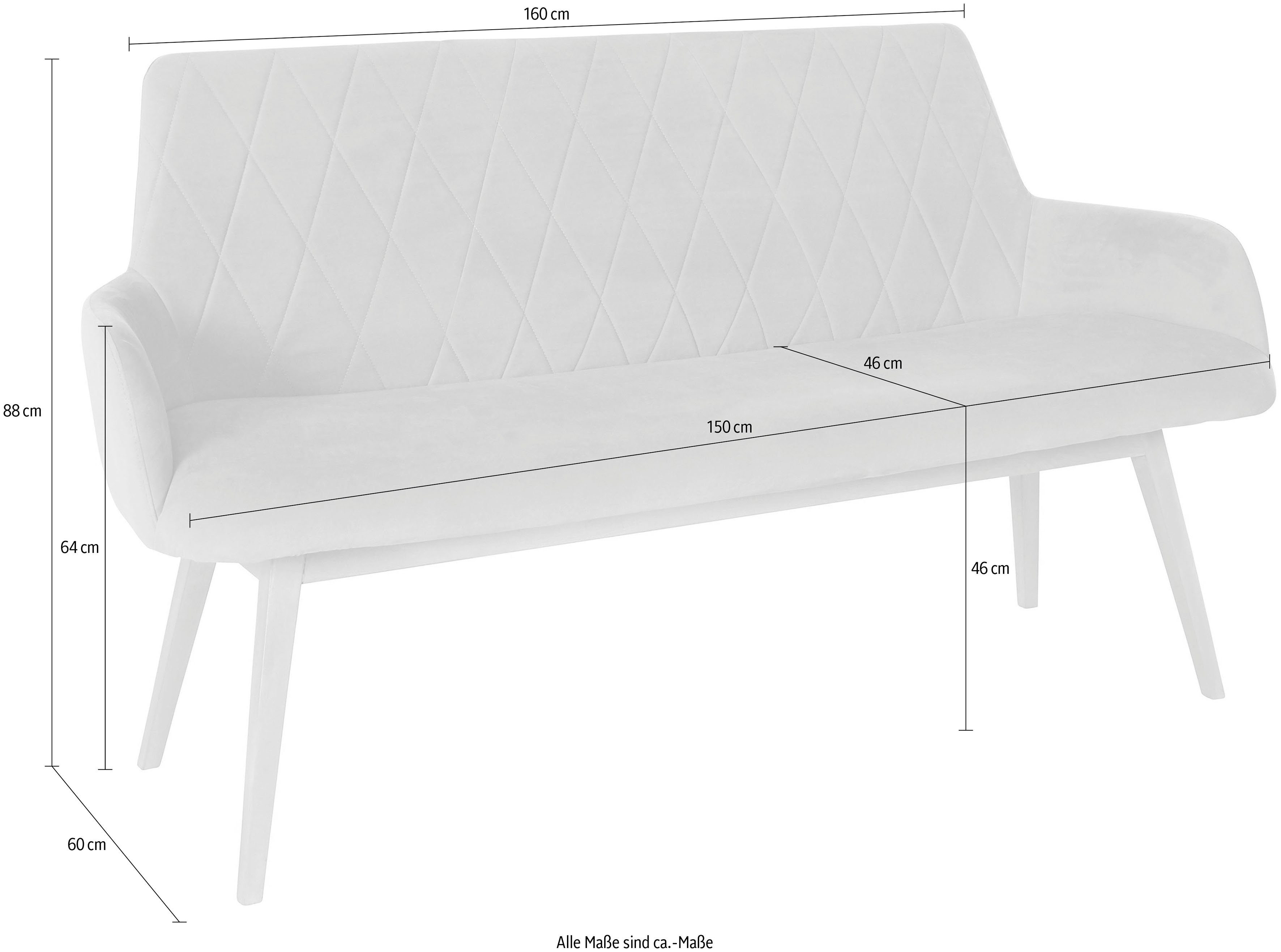 Home affaire Sitzbank Brest, Sitz und Rücken gepolstert, mit Rautensteppung, Breite 160 cm