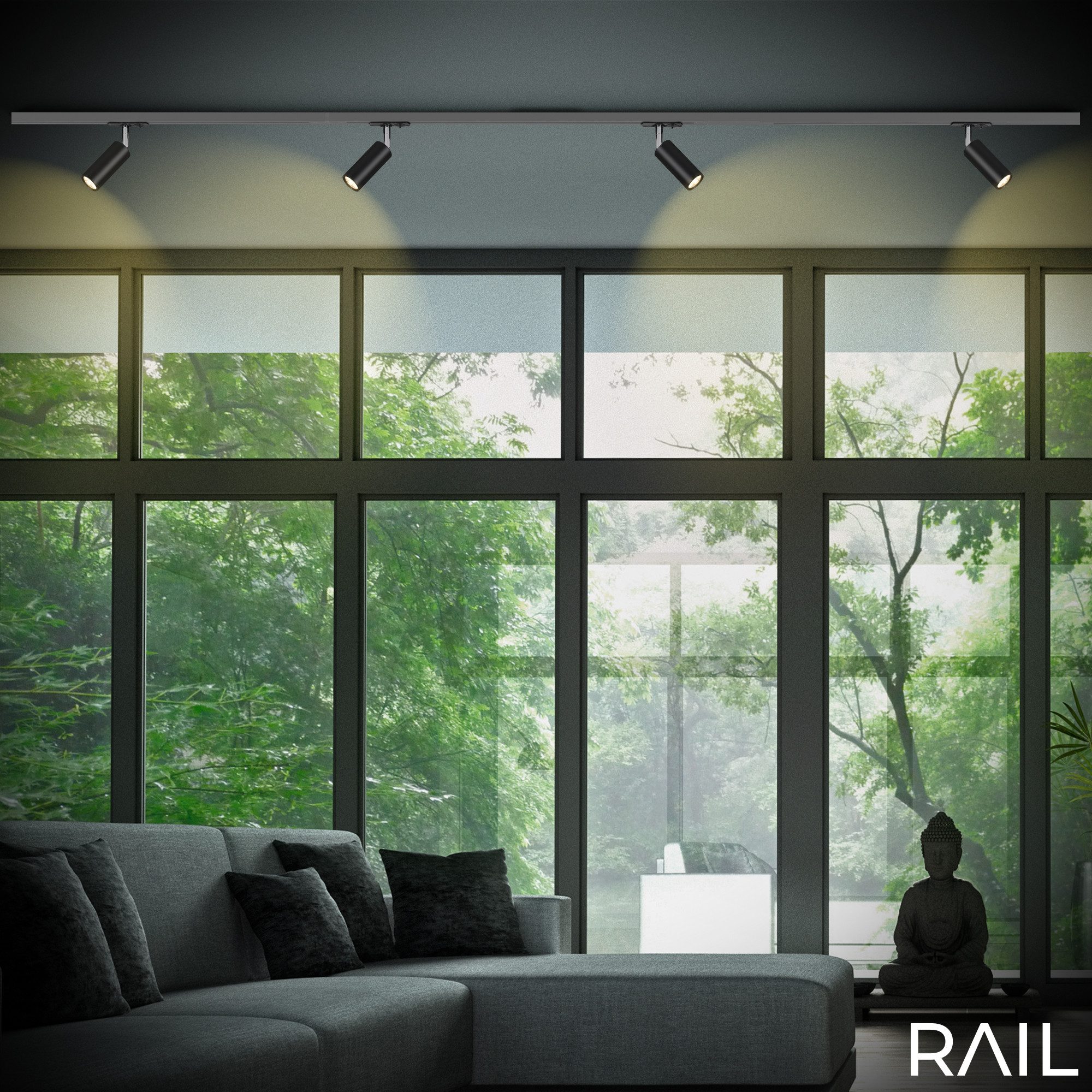 Briloner Leuchten Schienensystem-Leuchten RAIL, ohne Leuchtmittel, LED Spotlight 40x100 mm Schwarz 5,5W Schienensystem Rail Büro