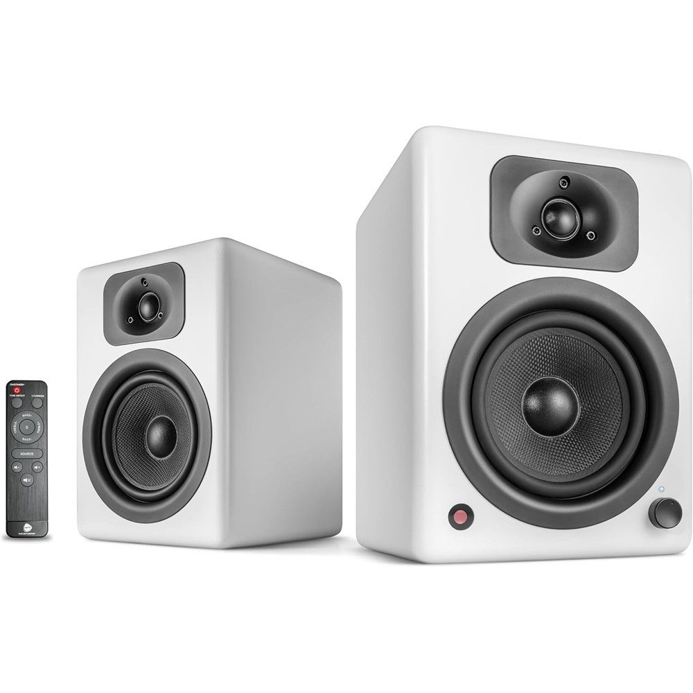 Wavemaster TWO NEO 2.0 BT wh Bluetooth Aktivlautsprecher, HiFi Regal-Lautsprecher (USB Audio Subwoofer-Ausgang, für PC, TV & Musik, Soft White)