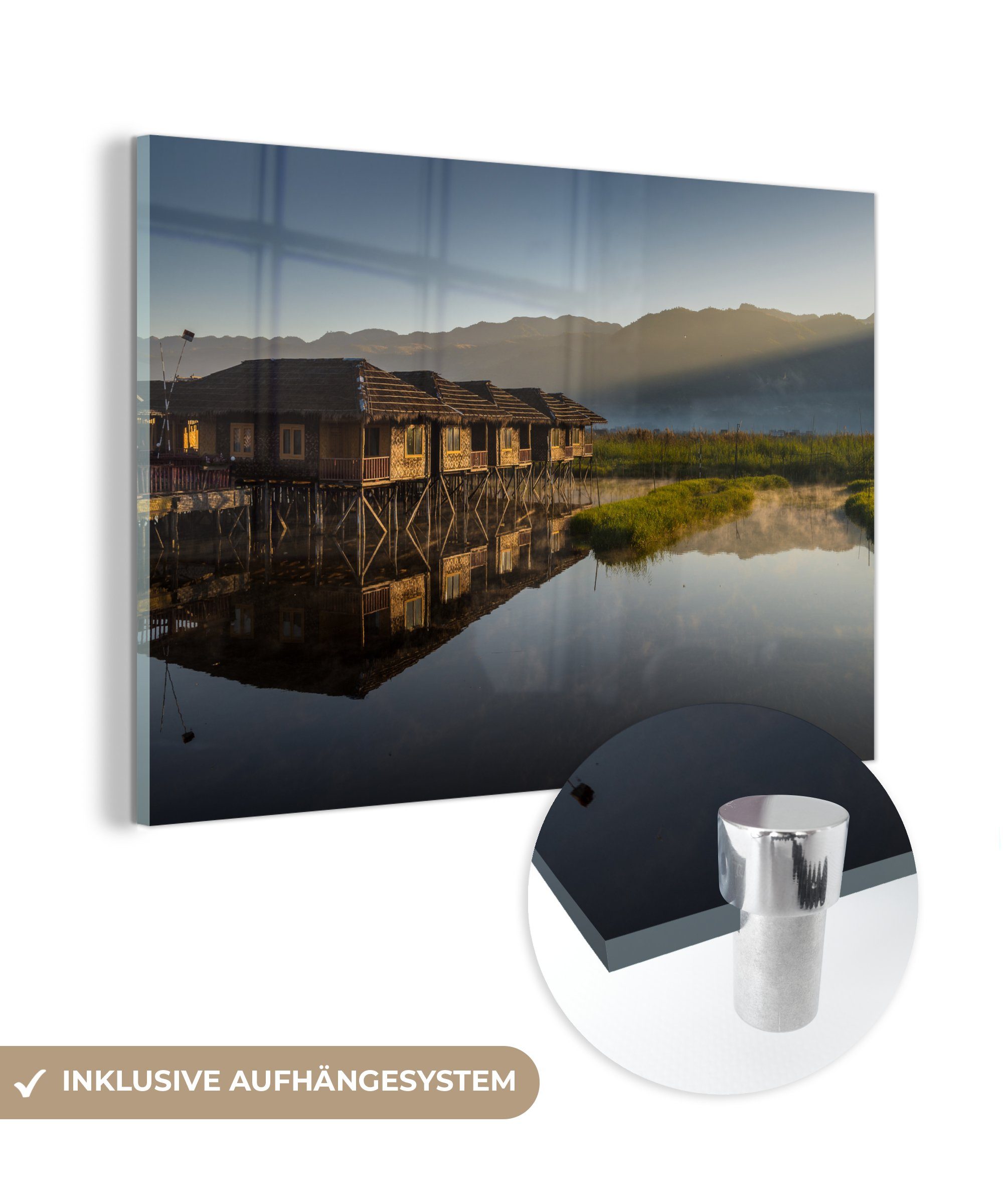 MuchoWow Acrylglasbild Haus - Holz - Asien, (1 St), Acrylglasbilder Wohnzimmer & Schlafzimmer