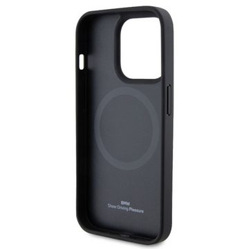 BMW Smartphone-Hülle BMW Apple iPhone 15 Pro Schutzhülle MagSafe Leather Hot Stamp Schwarz