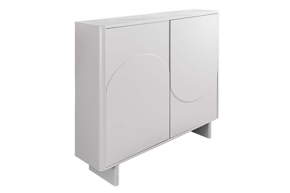 riess-ambiente Highboard SAVOY 130cm kaschmir weiß – Marmor-Optik, Keramik-Platte, 3D-Front (Einzelartikel, 1 St), Stauraum-Möbel mit edlem Materialmix – ideal für moderne Wohnzimmer