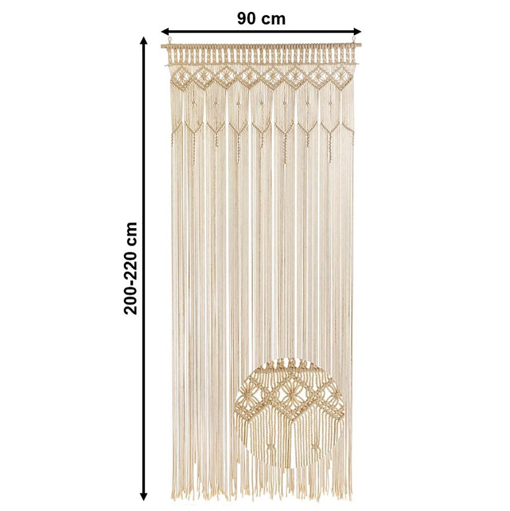 Kobolo Türvorhang Boho Vorhang LACE Makramee 95x210cm beige 132 Stränge Türvorhänge (1 St), Schlaufen