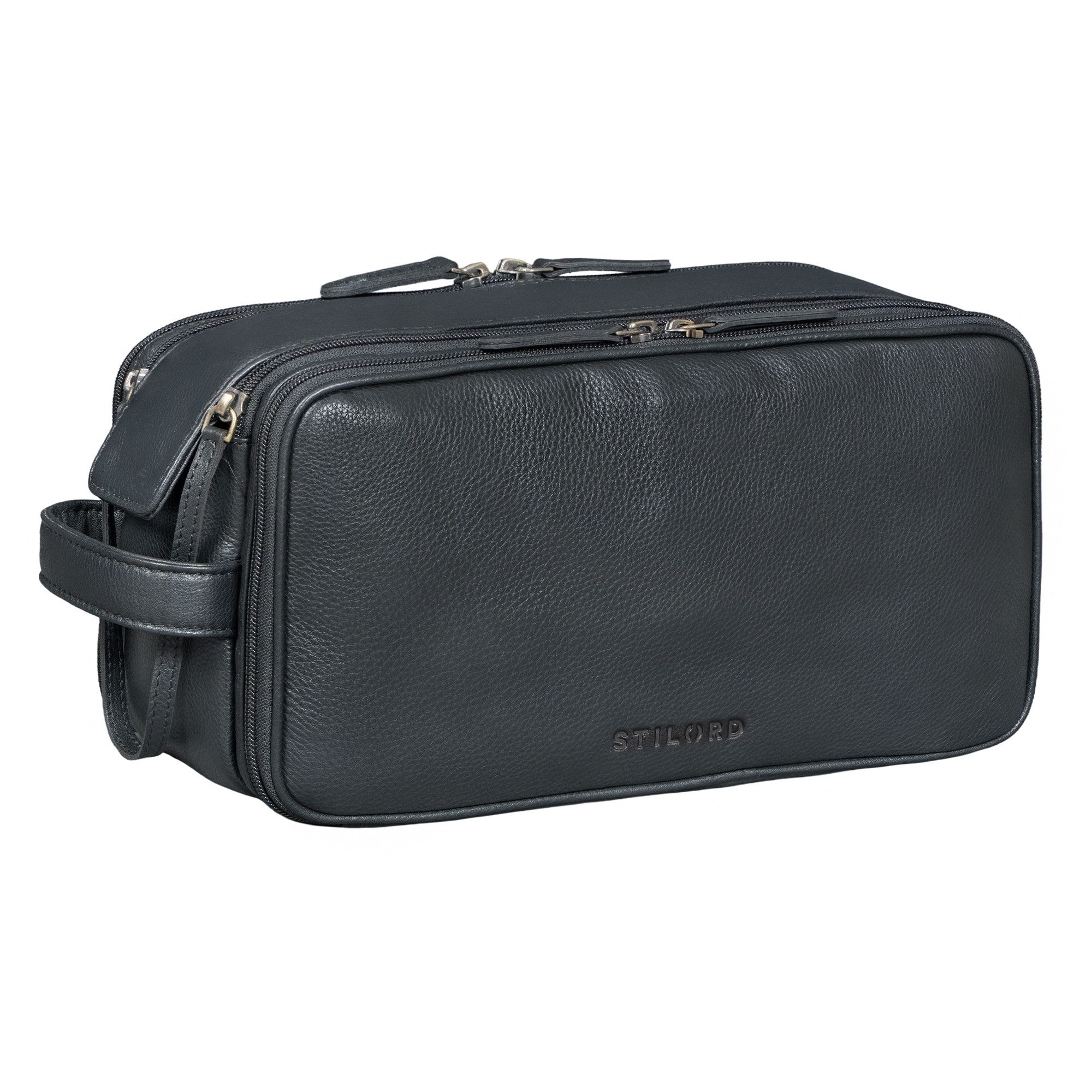 Kulturbeutel "Barlow" Kulturtasche Herren Damen Leder Groß
