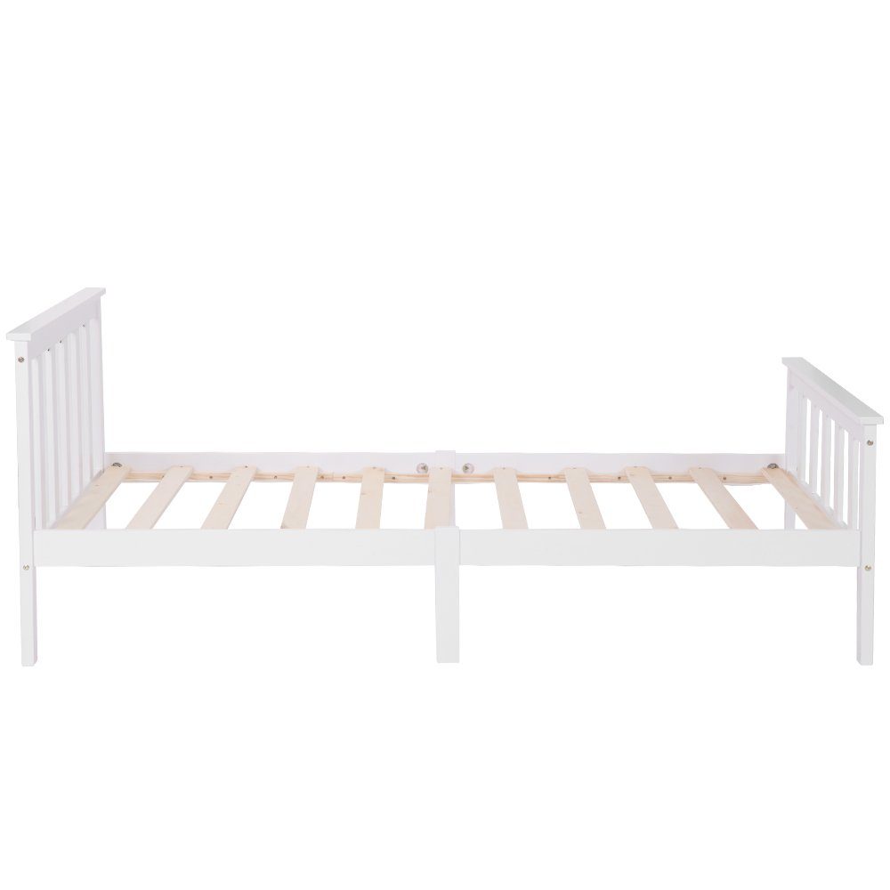 Flieks single bed, solid wood bed, children's bed, youth bed 90x200cm, pine, white