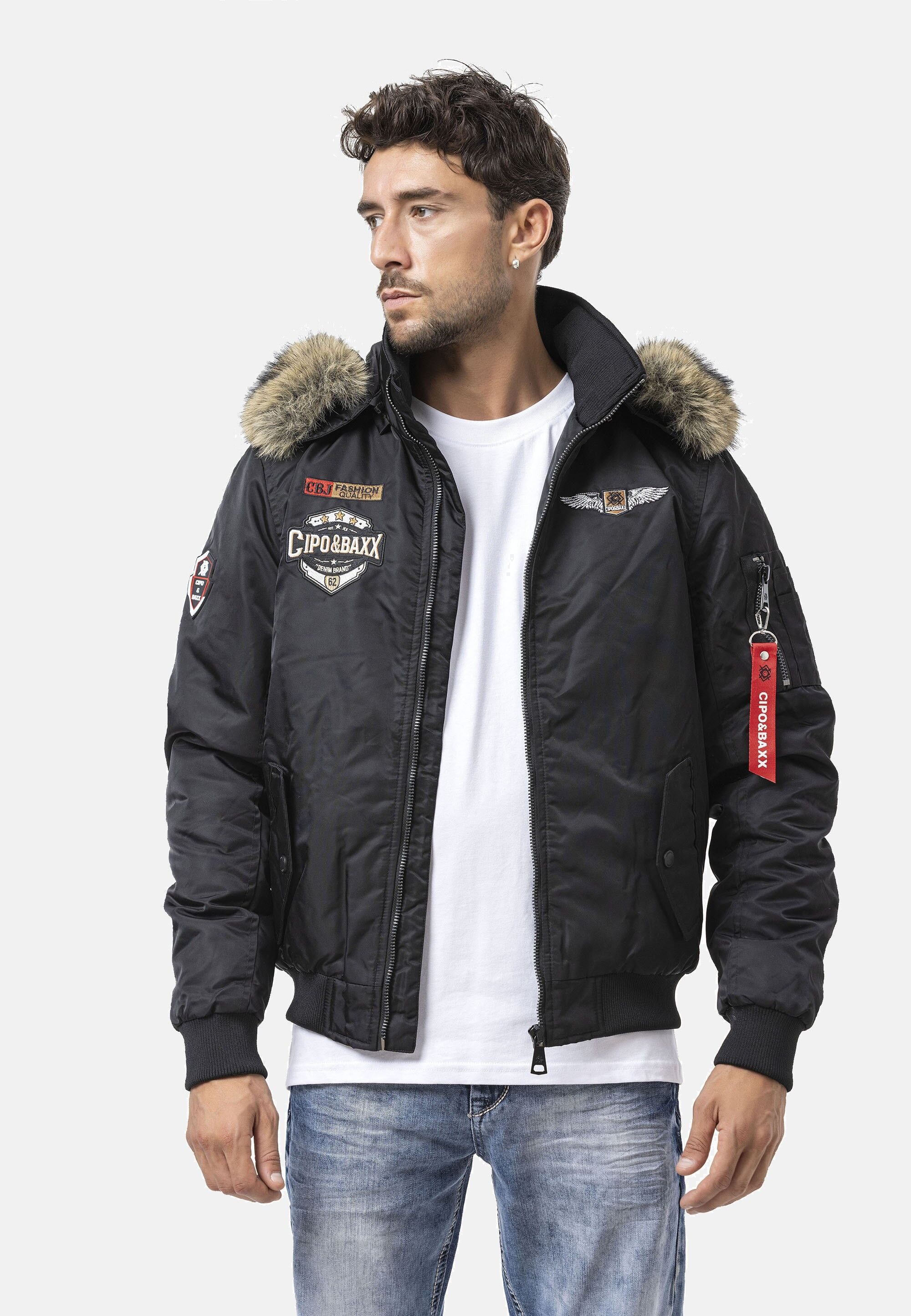 Cipo & Baxx Winterjacke CM229 mit mehreren Patches, Stickereien und Label-Elementen – Bild 5 von 5
