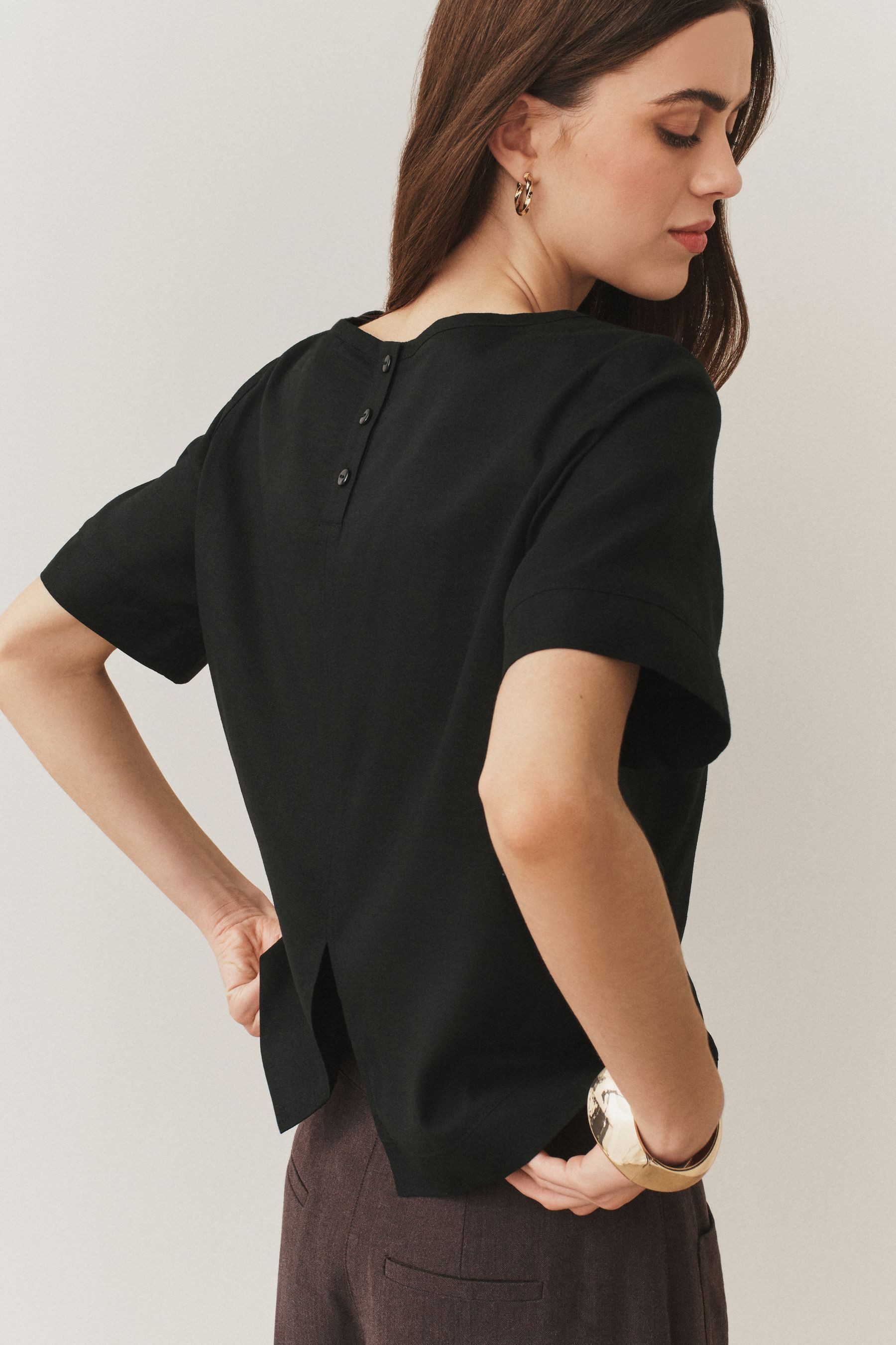 Next T-Shirt T-Shirt mit Leinenanteil (1-tlg) günstig online kaufen