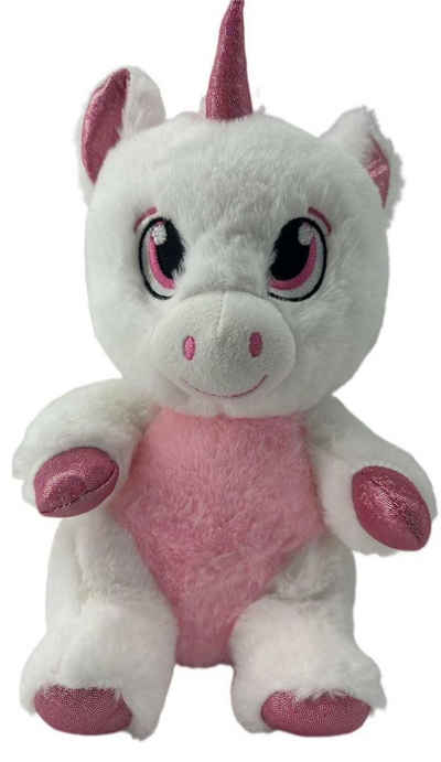 soma Kuscheltier Einhorn Kuscheltier Plüschtier XXL Plüsch Einhorn 25cm rosa weiß pink (1-St), Super weicher Plüsch Stofftier Kuscheltier für Kinder zum spielen