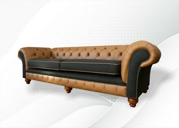 JVmoebel Chesterfield-Sofa Hellbraune Chesterfield Couch 4-Sitzer xxl Neu, Made in Europe