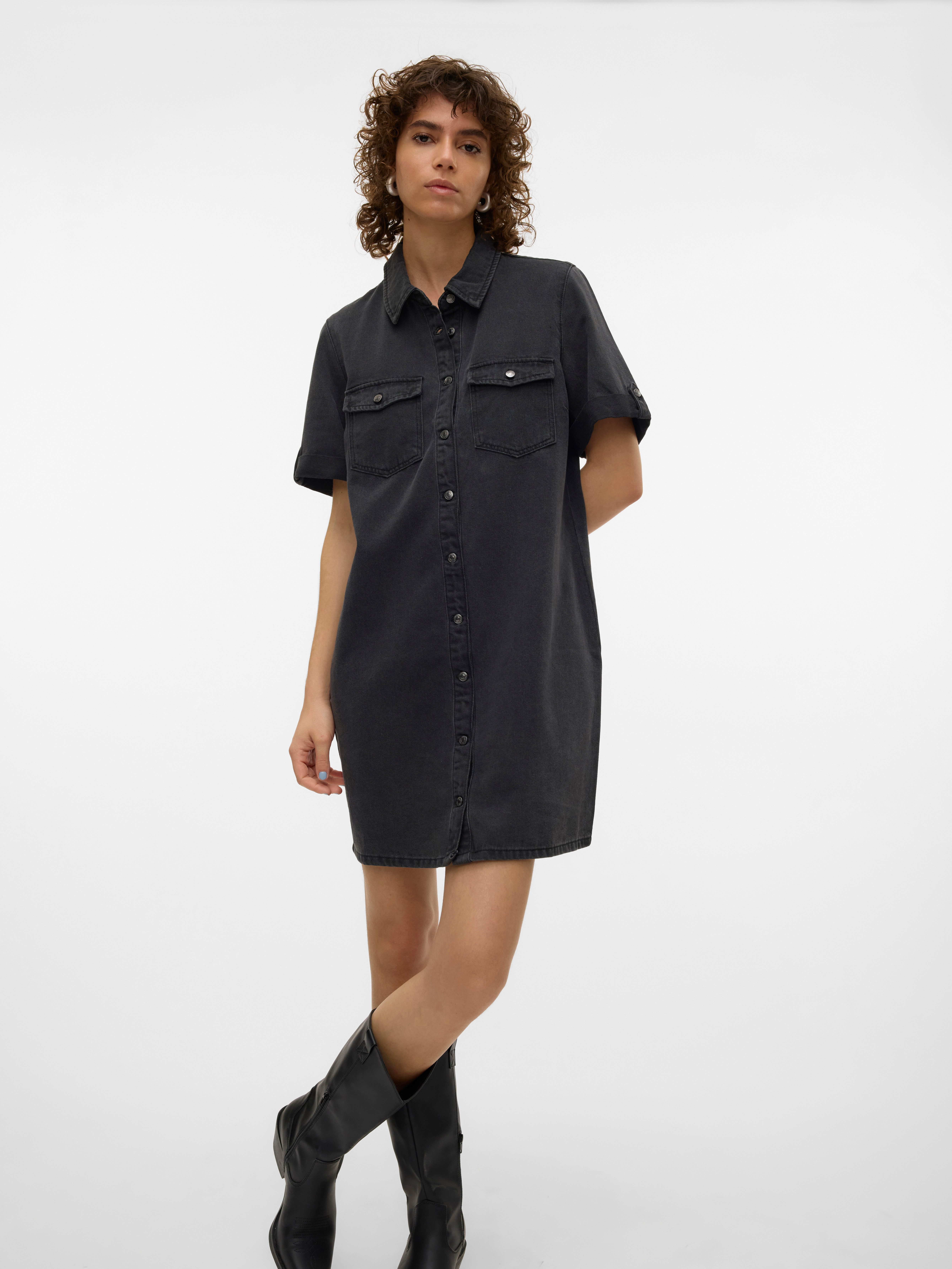 Vero Moda Jeanskleid VMJENNIE SS SHORT DENIM DRESS NOOS