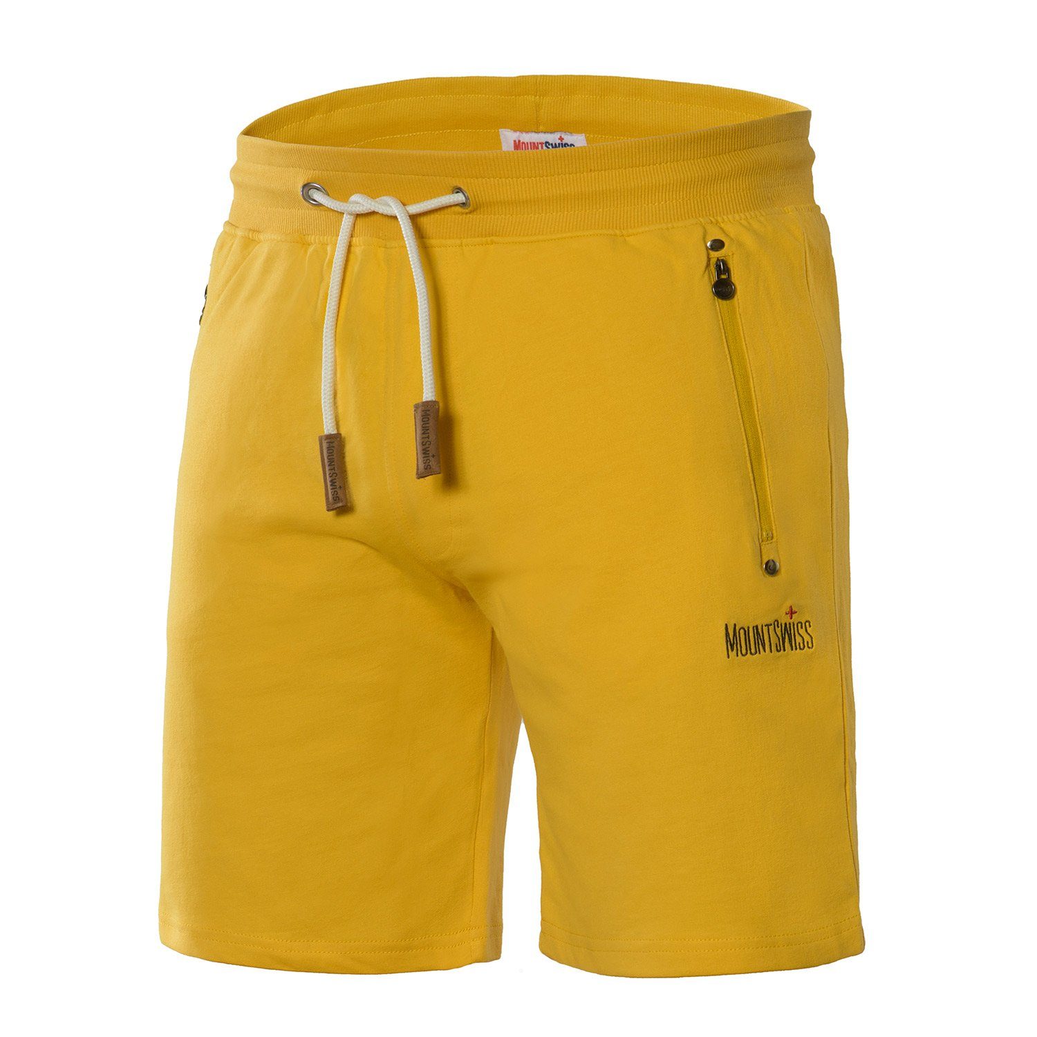 Mount Swiss Seitentaschen Freizeithose mit kurze gelb Shorts (1-tlg) Mount Reißverschluss + Kurze Gesäßtasche I Swiss Herren Liam