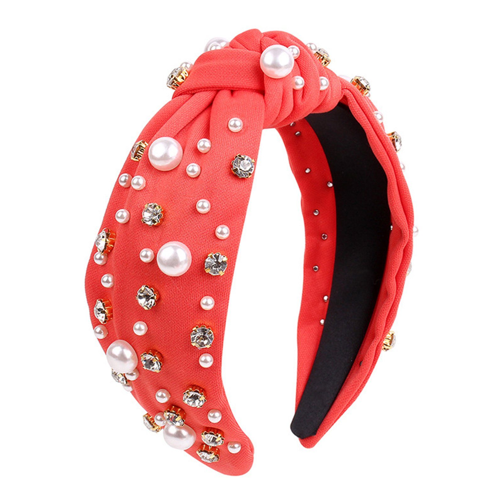 Blusmart Haarspange Mode Strass Weibliche Haarband Süße Modische Ringförmige Haarband red