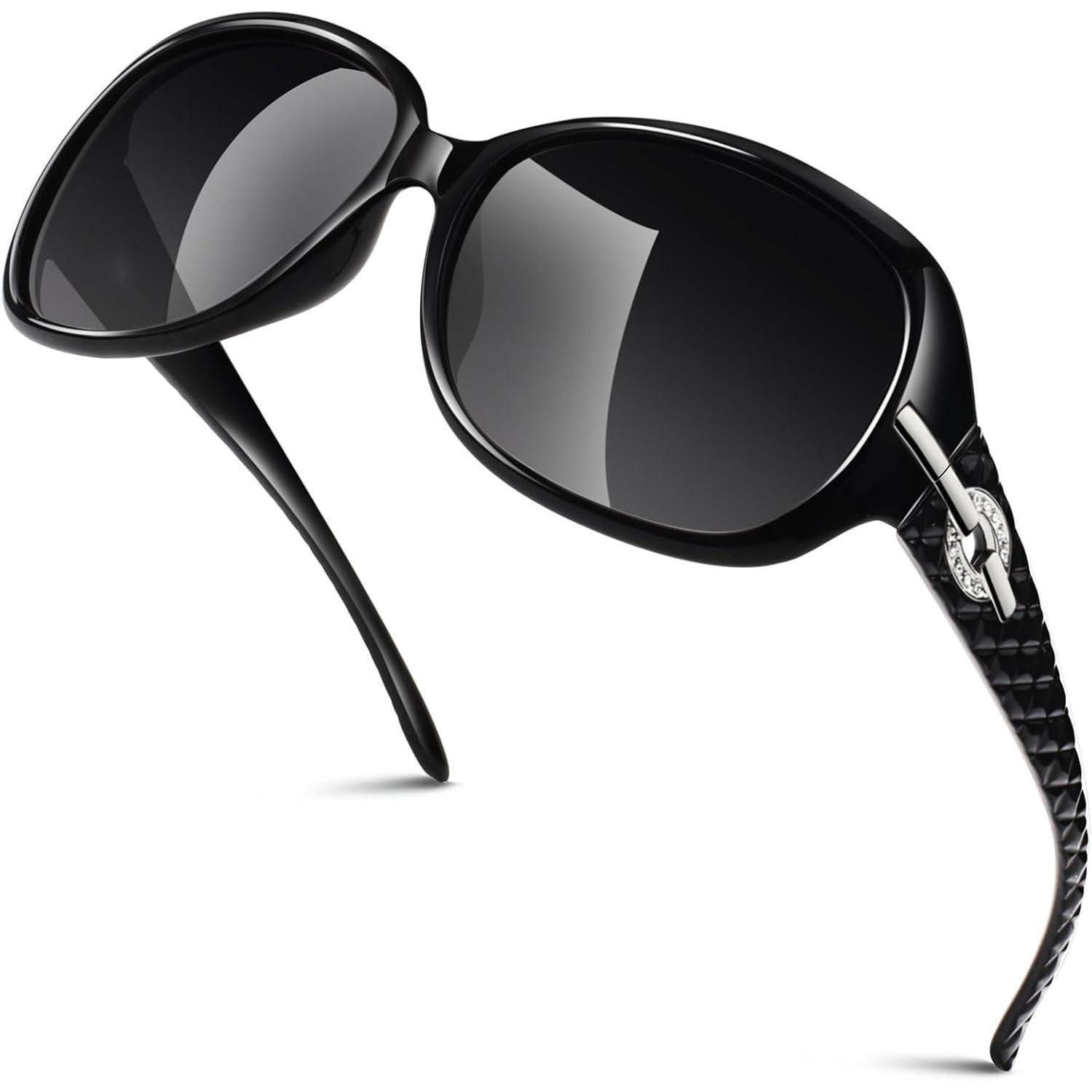 LuxusKollektion Sonnenbrille Sonnenbrille Übergroße Glänzend Schwarz Rahmen Grau Linse