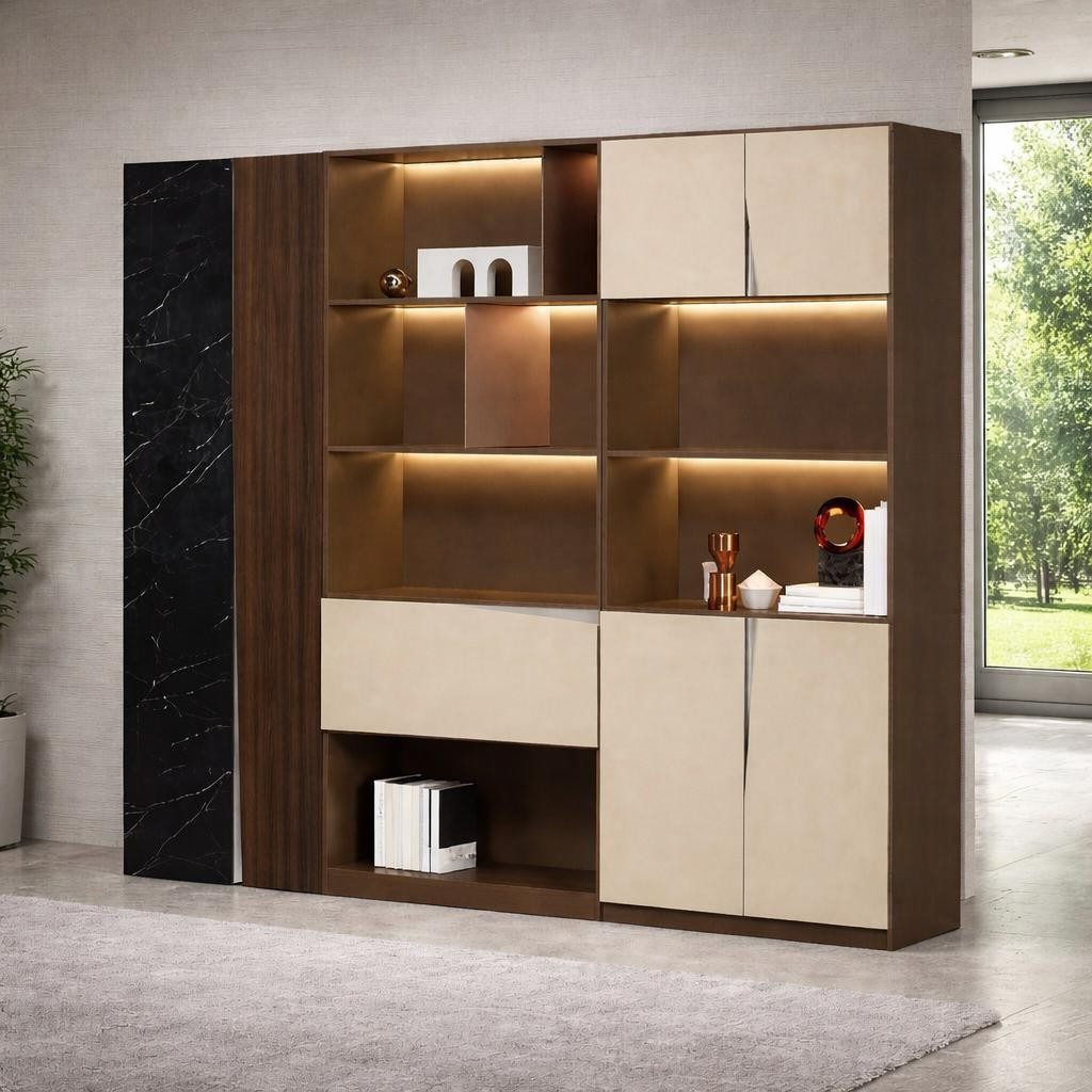 Xlmoebel Bücherwand Elegantes Wandregal aus robustem Holz für stilvolles Wohnen, Made in Europa