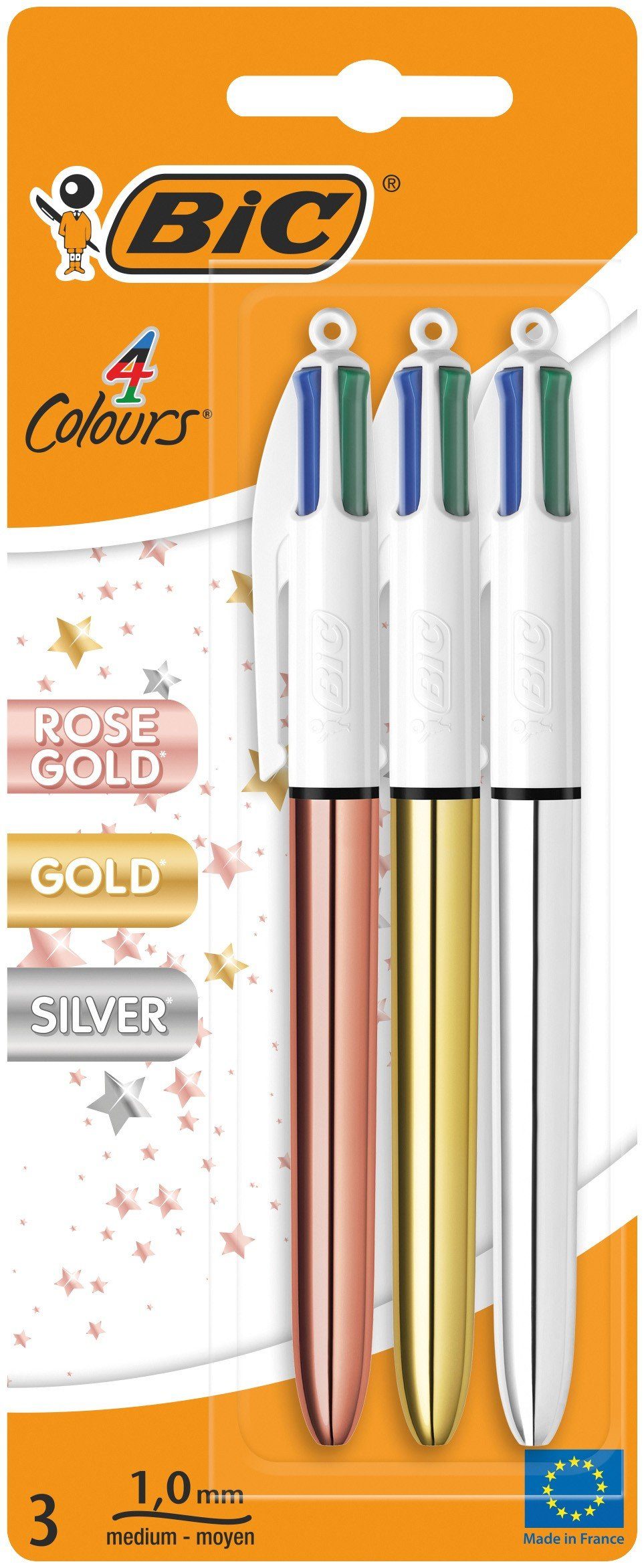 BIC Kugelschreiber BIC Kugelschreiber 4 Farben rose gold 3er Set
