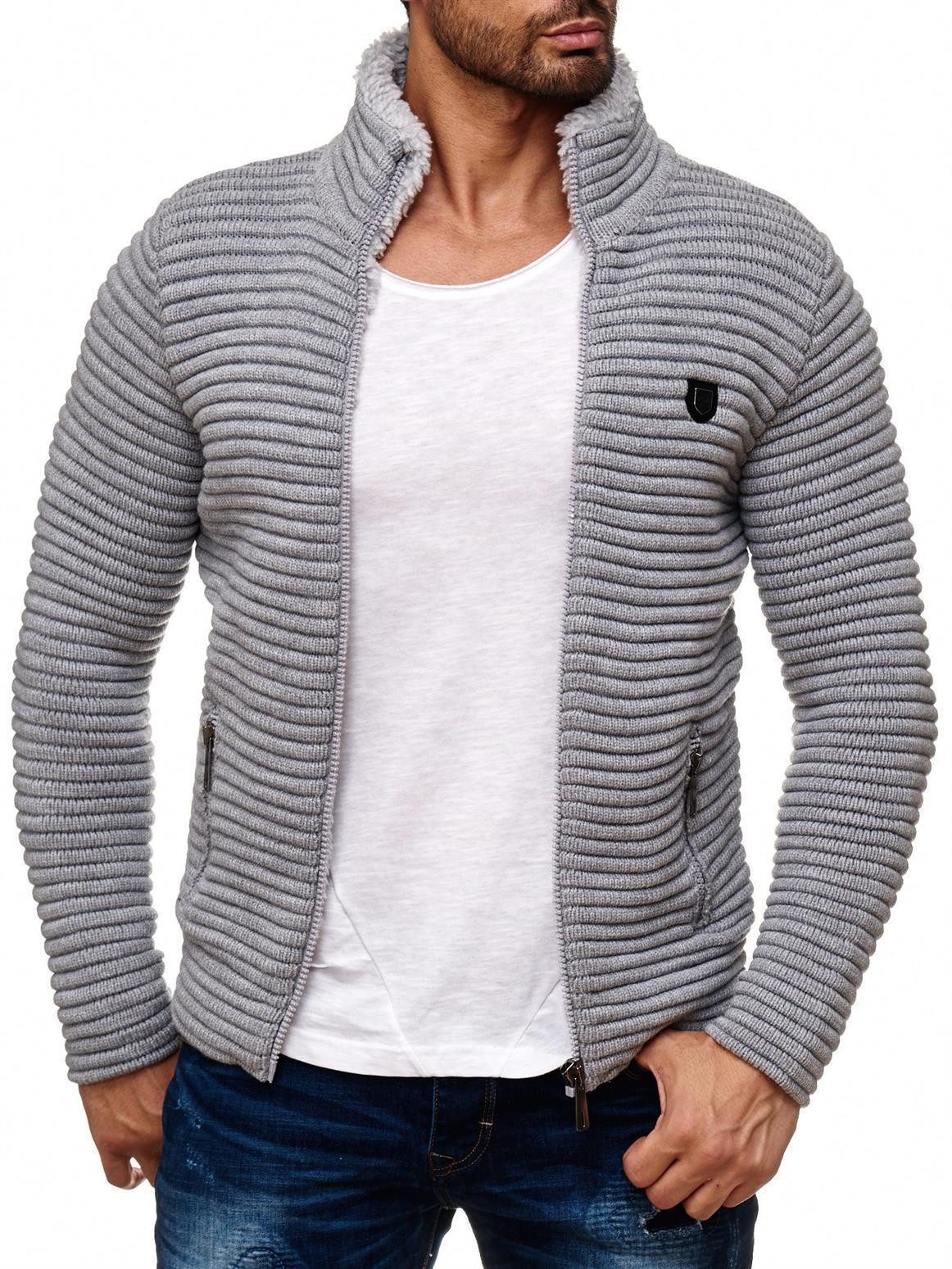 RedBridge Strickjacke in Grobstrick mit Innenfutter und hohem Kragen Innen günstig online kaufen