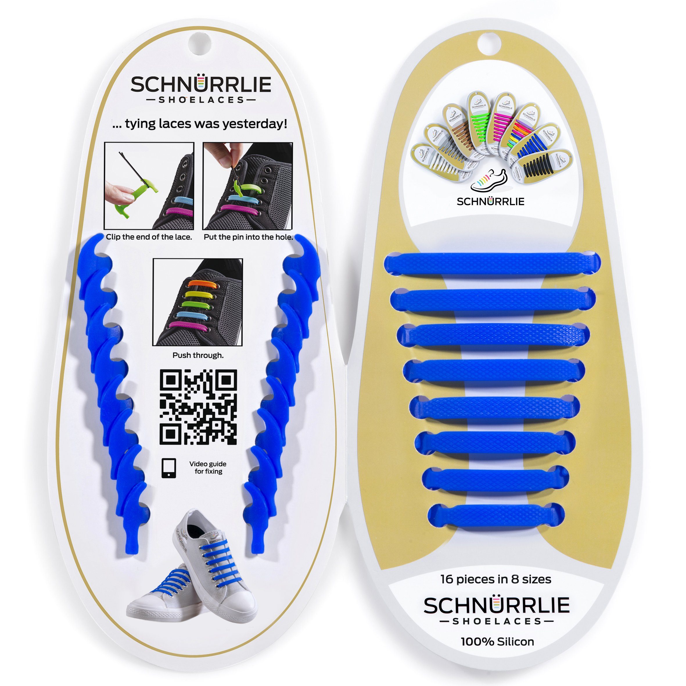 SCHNÜRRLIE Schnürsenkel Silikon Schnürbänder - elastische flache Laces, für Sneaker, Turnschuhe, Sportschuhe uvm